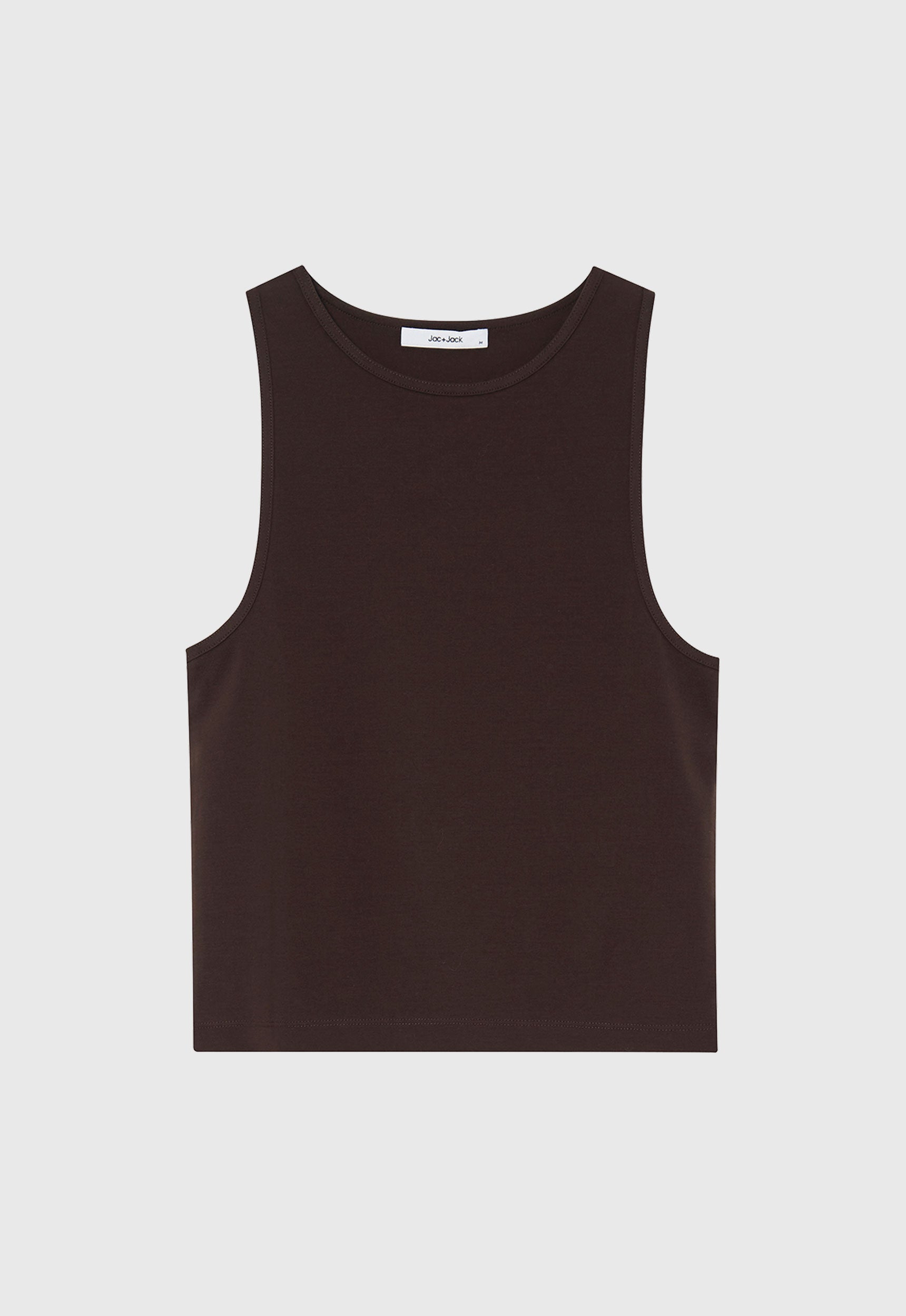 Foster Ribbed Cotton Tank in Arabica Brown