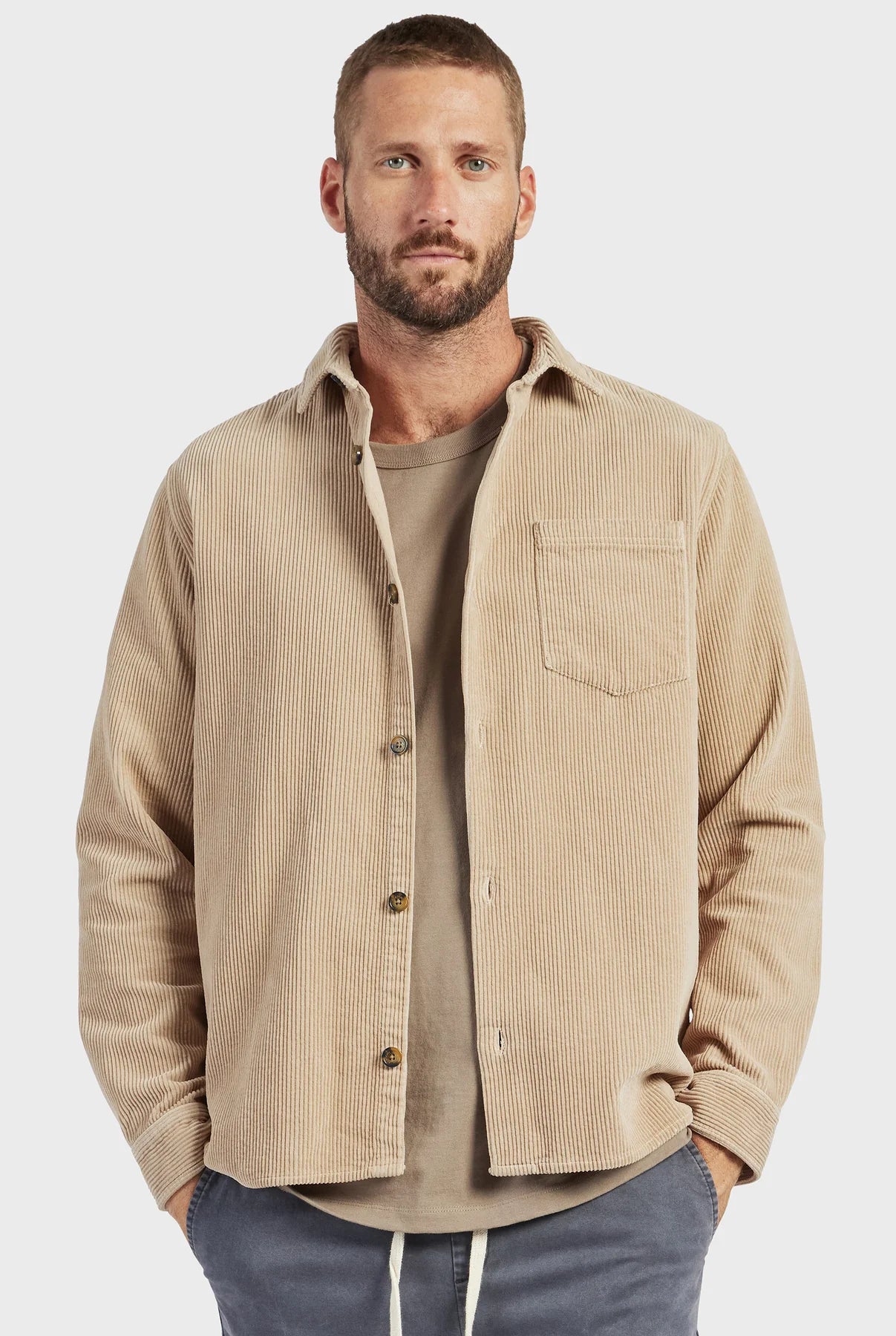 Lebowski Cord Overshirt in Pebble