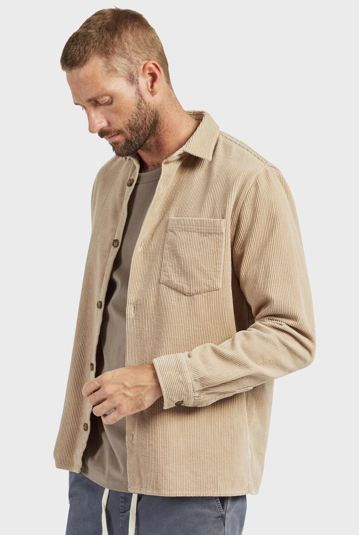 Lebowski Cord Overshirt in Pebble