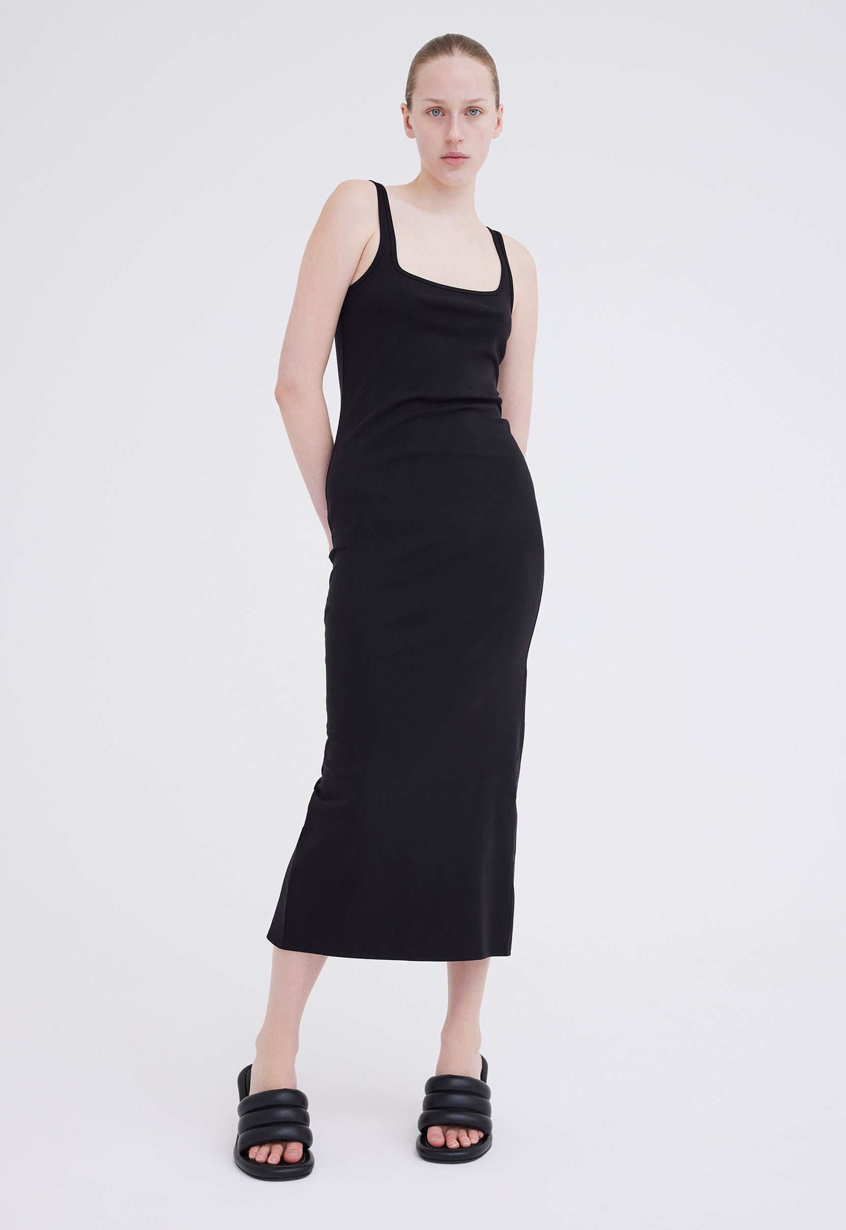 Quinto Ribbed Tank Dress in Black