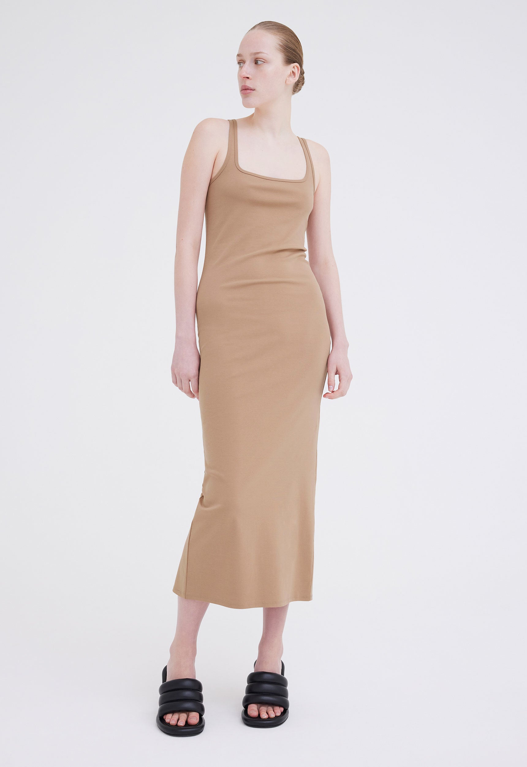 Quinto Ribbed Tank Dress in Upstate Tan