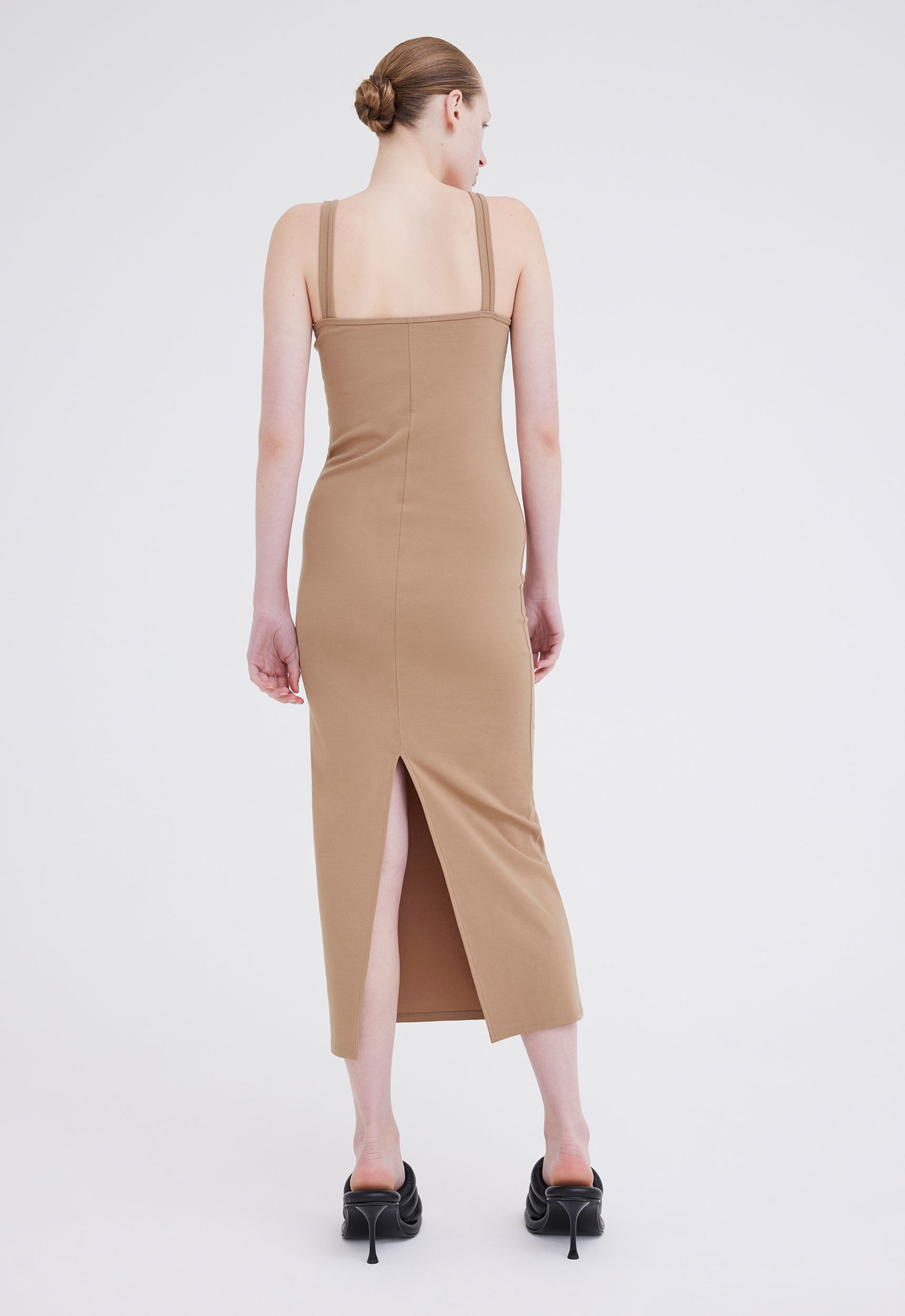 Quinto Ribbed Tank Dress in Upstate Tan