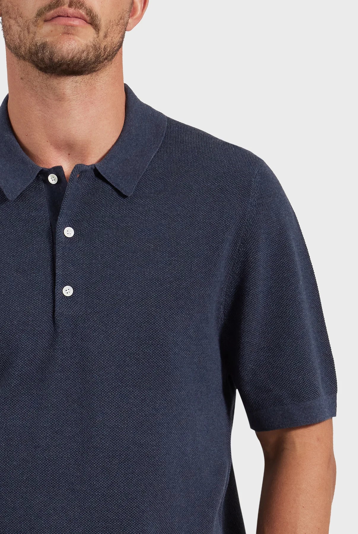 Riley Knit Polo in Navy