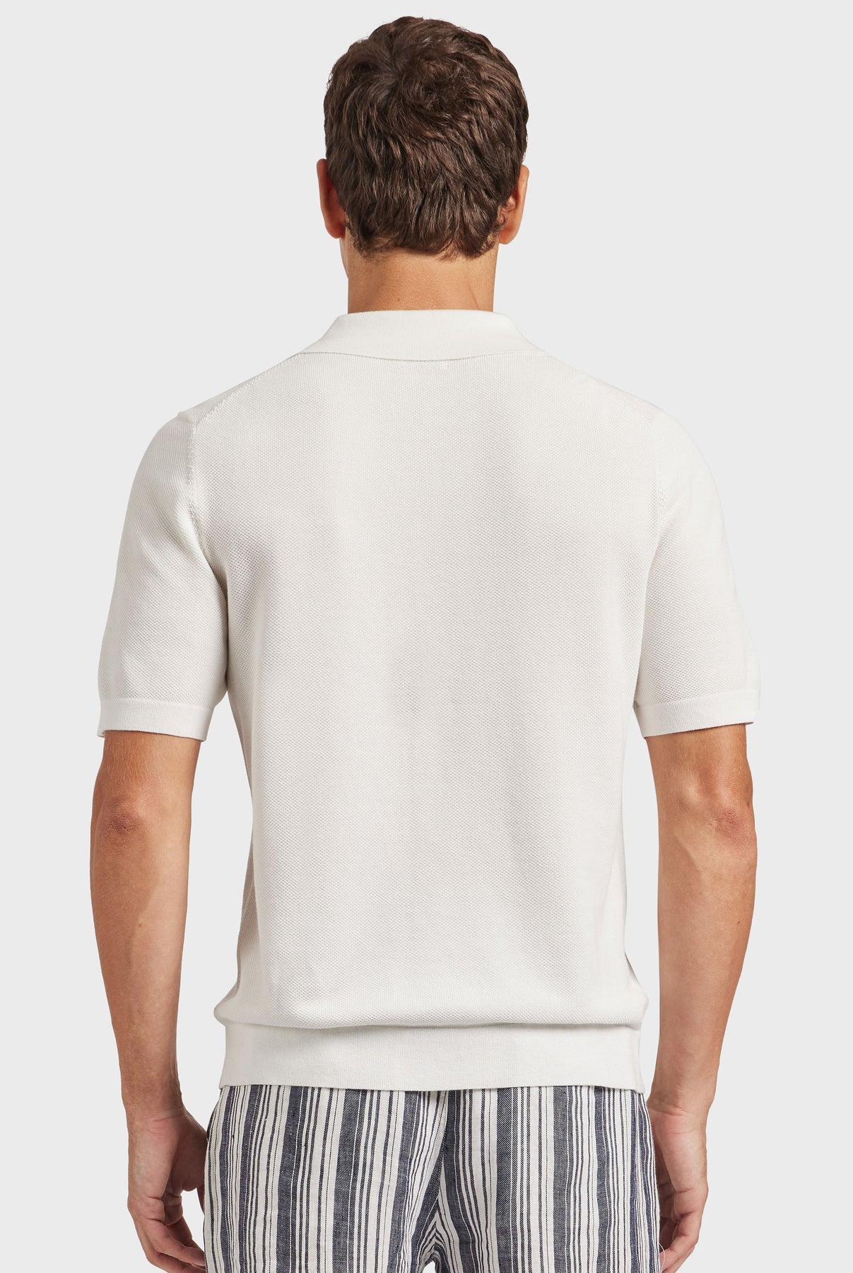 Riley Knit Polo in Off White