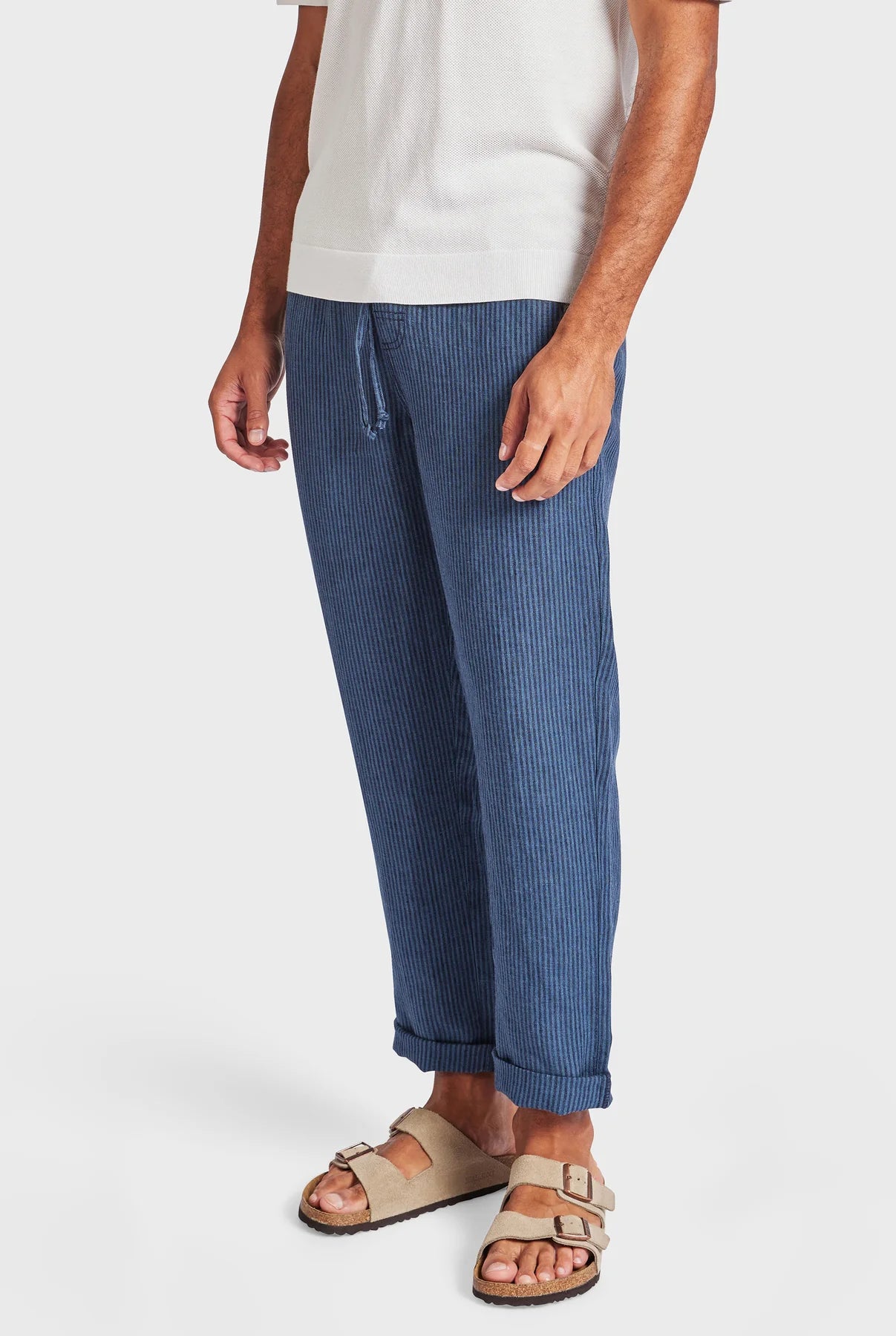 Riviera Linen Pant in Bluegrass/Navy