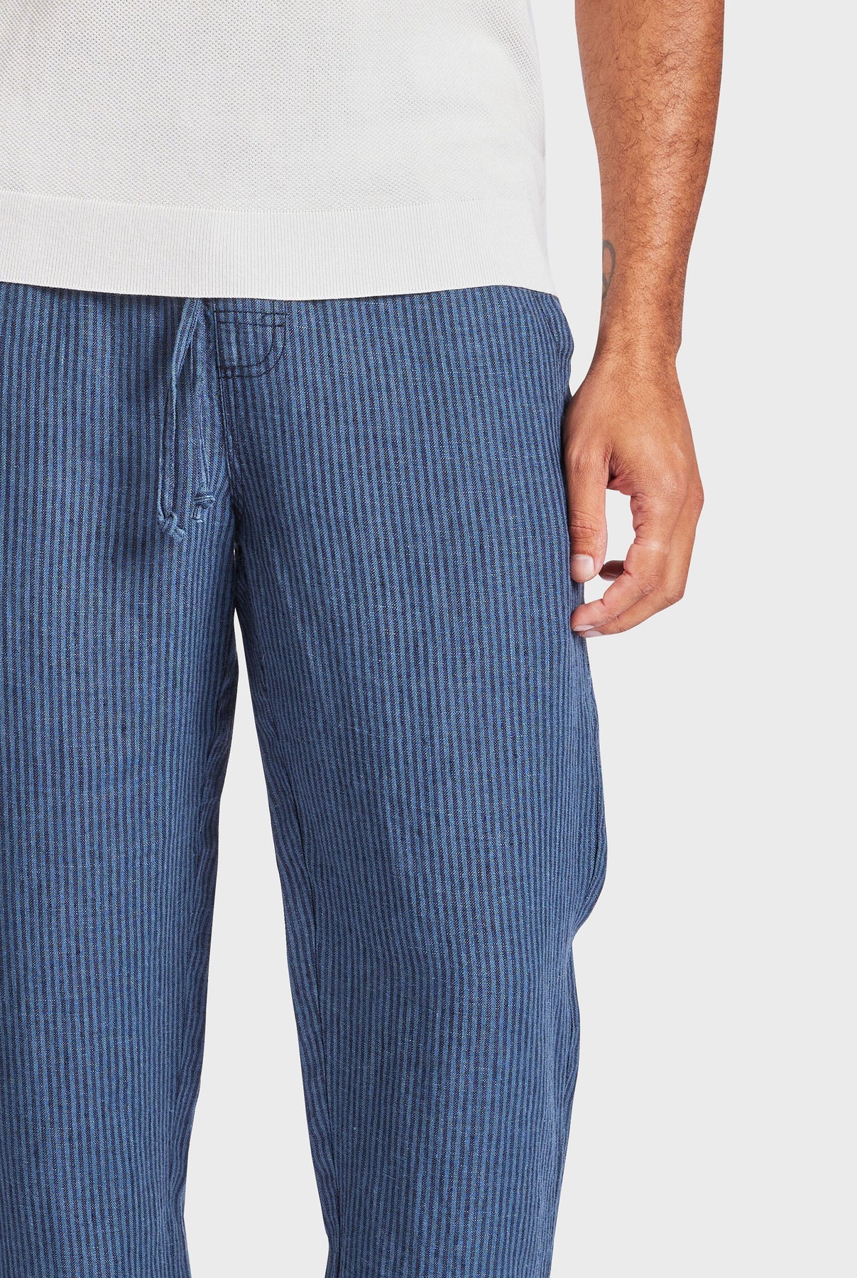 Riviera Linen Pant in Bluegrass/Navy