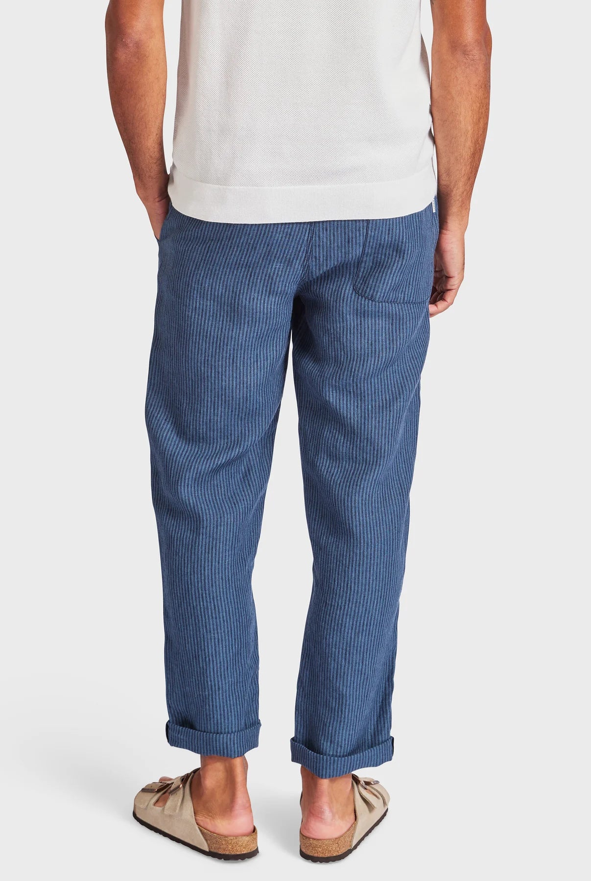 Riviera Linen Pant in Bluegrass/Navy