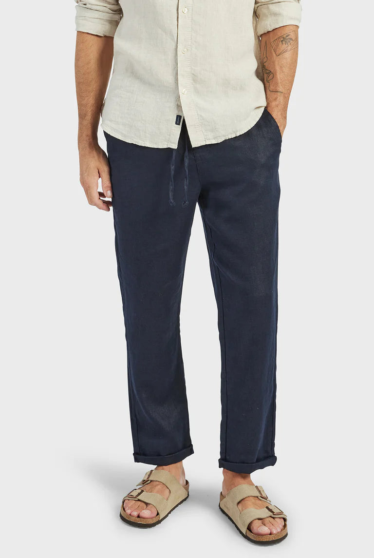 Riviera Linen Pant in Navy - Milu James St