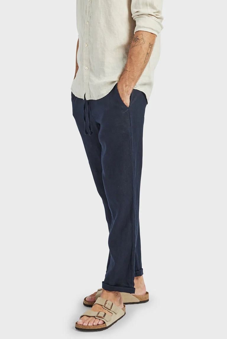 Riviera Linen Pant in Navy - Milu James St