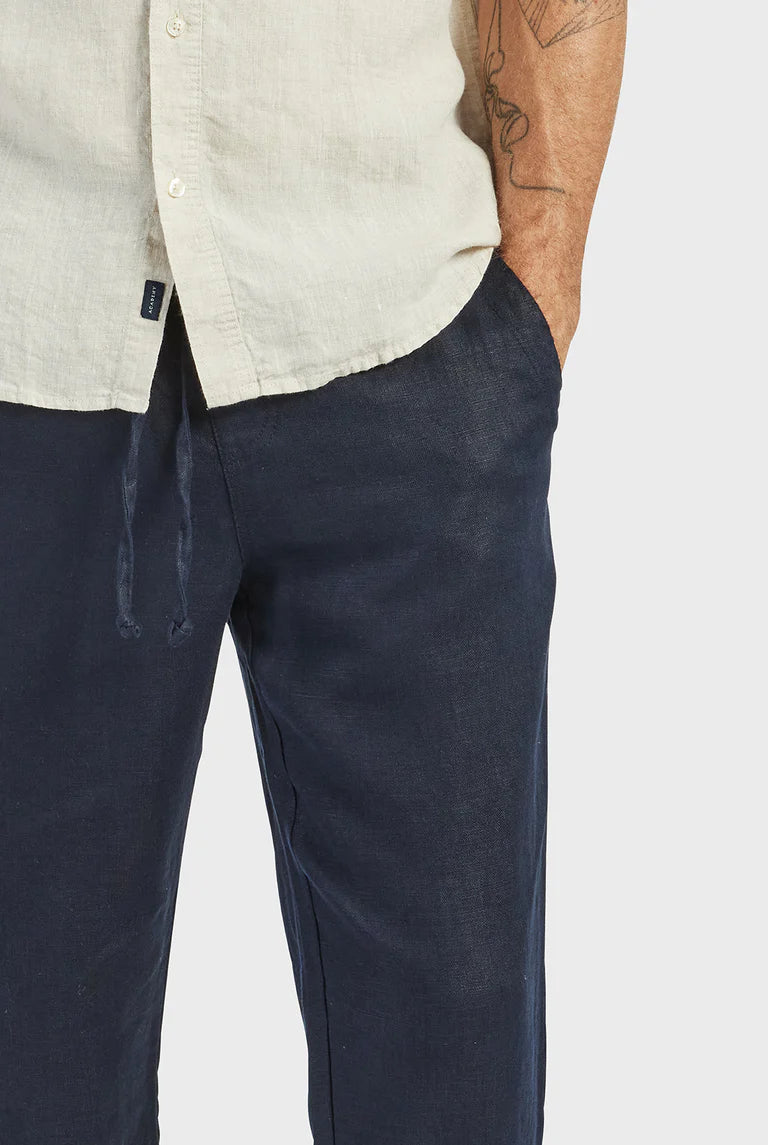 Riviera Linen Pant in Navy - Milu James St