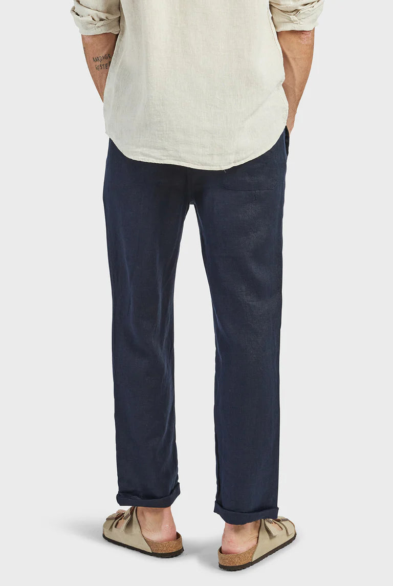 Riviera Linen Pant in Navy - Milu James St