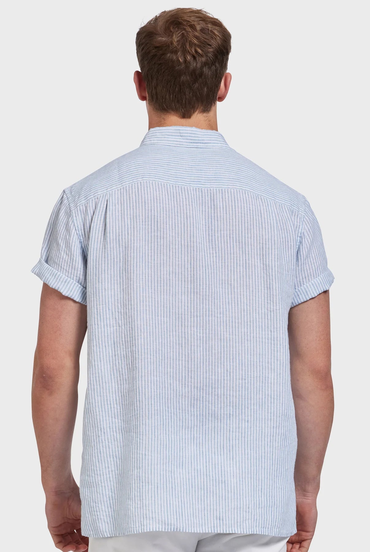 Rory Short Sleeve Linen Shirt in Atlantic Blue