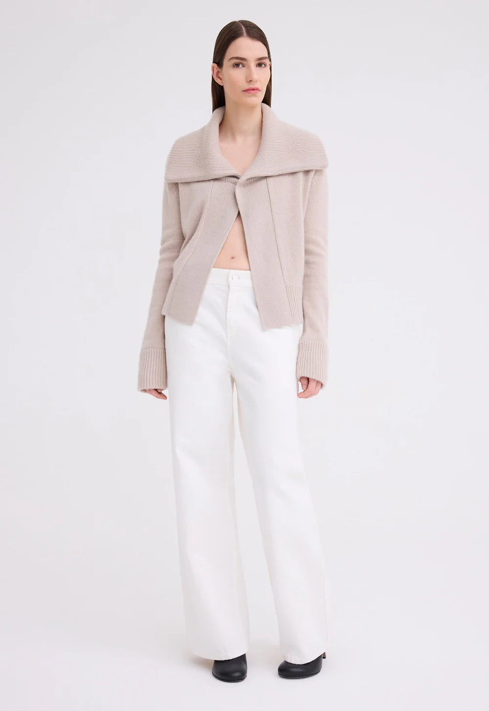 Saddle Cashmere Jacket in Flaxen Beige