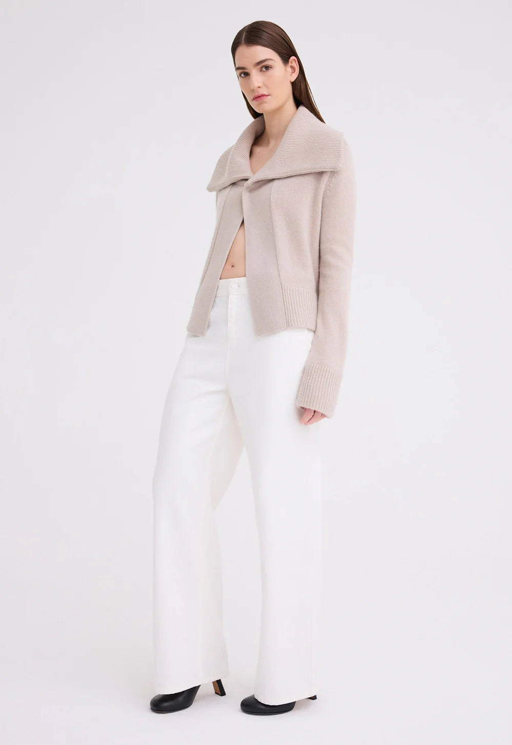 Saddle Cashmere Jacket in Flaxen Beige