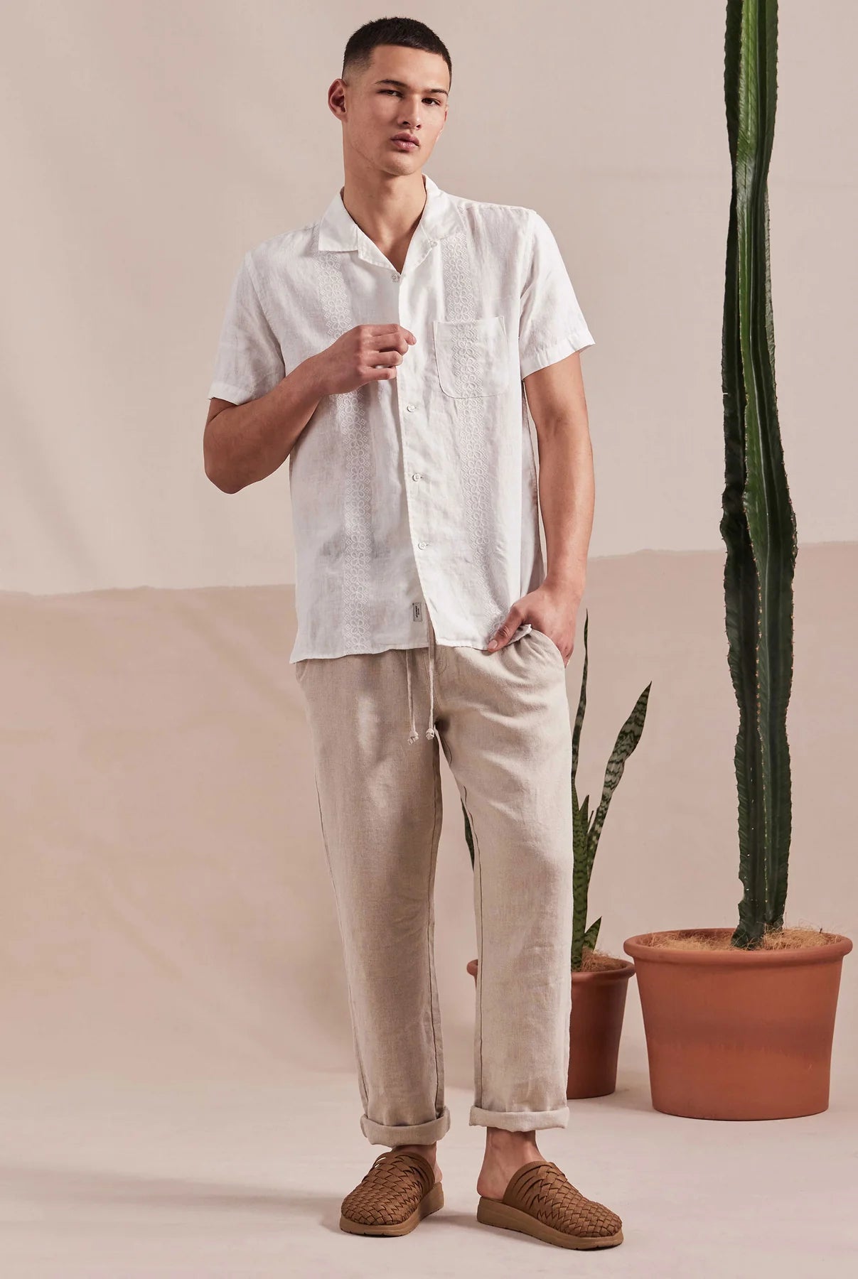 Riviera Linen Pant in Oatmeal