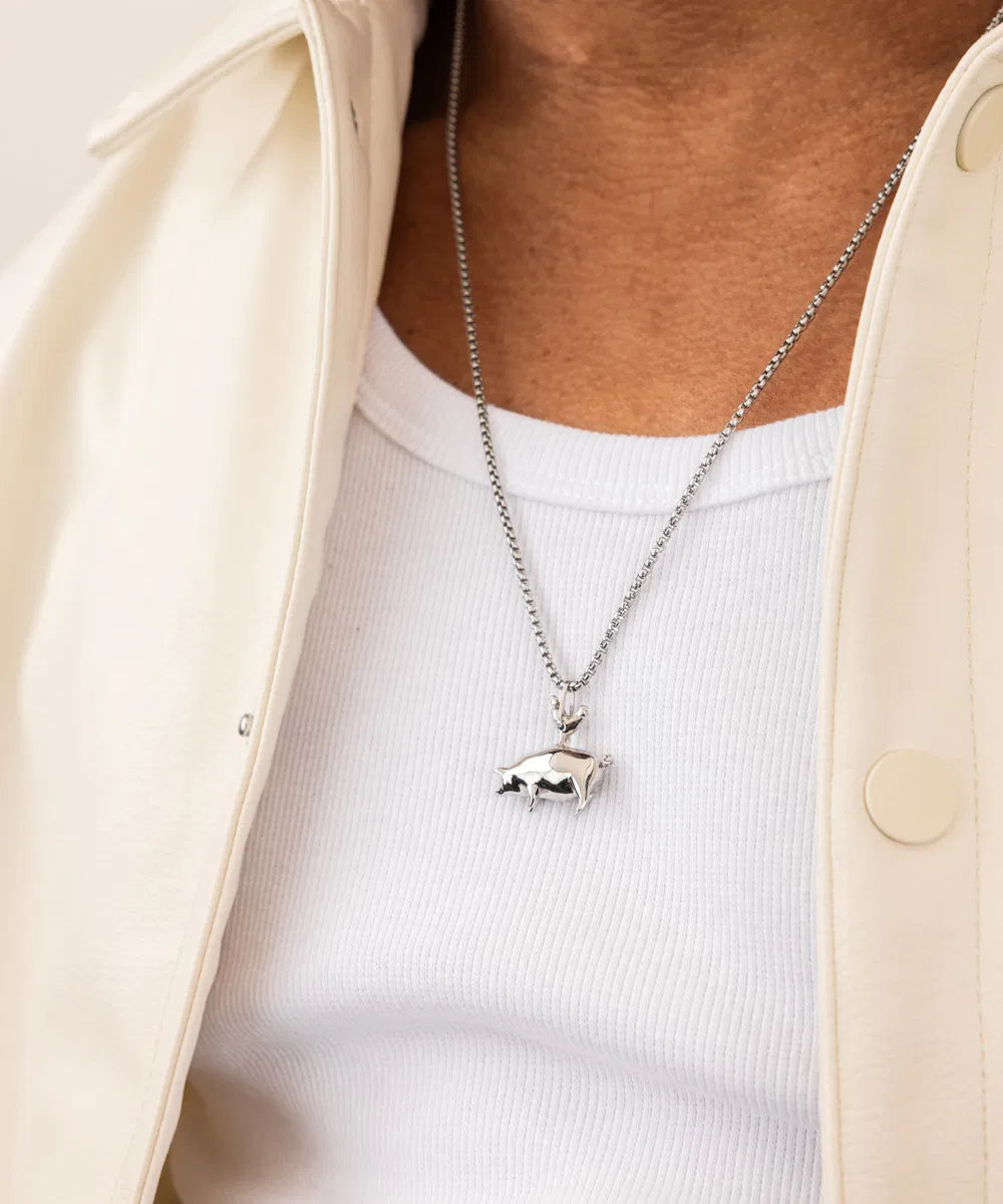 Pig & Hen Logo Pendant Necklace (Silver)