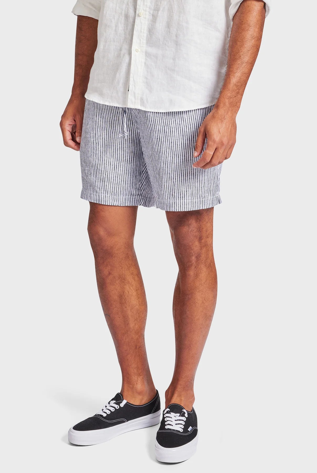 Stripe Riviera Linen Short in Navy