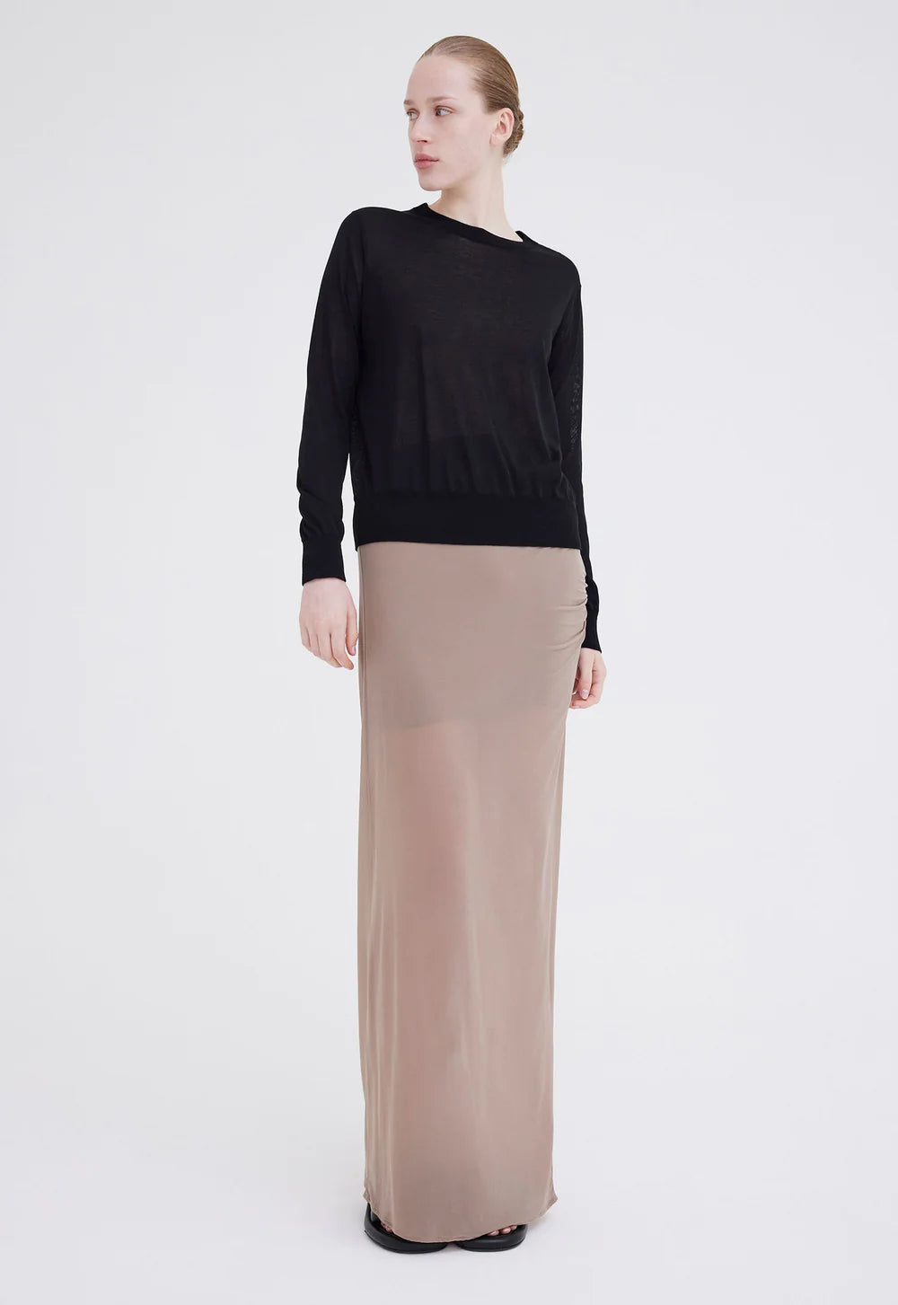 Slink Italian Jersey Skirt in Mushroom Neutral