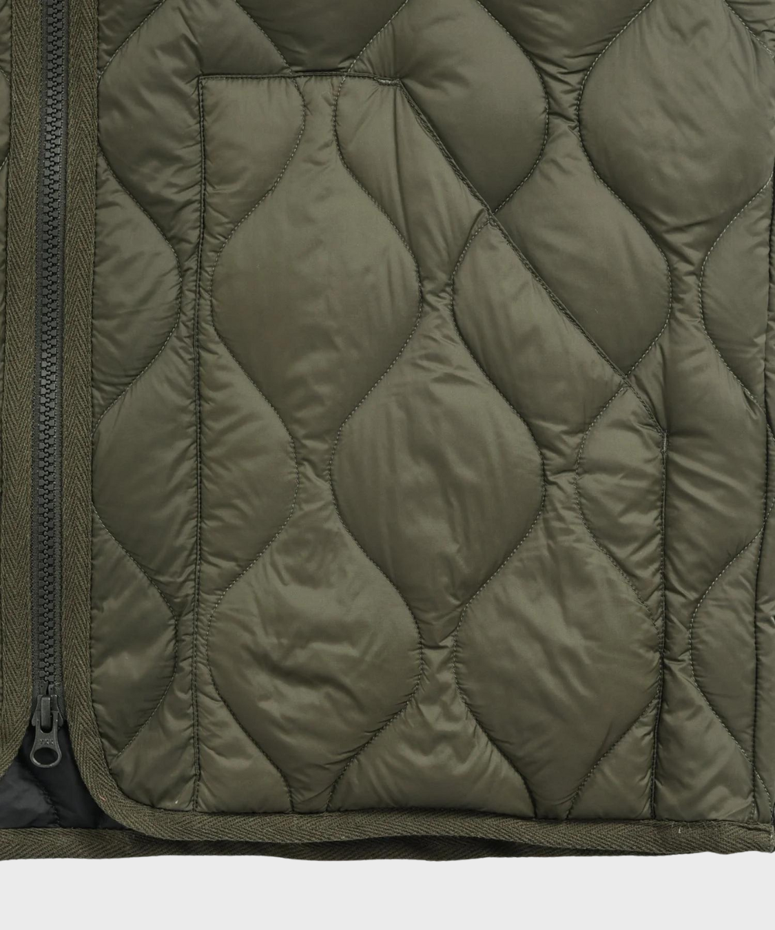 Military V-Neck W-Zip Down Jacket (Soft Shell) in Dark Olive