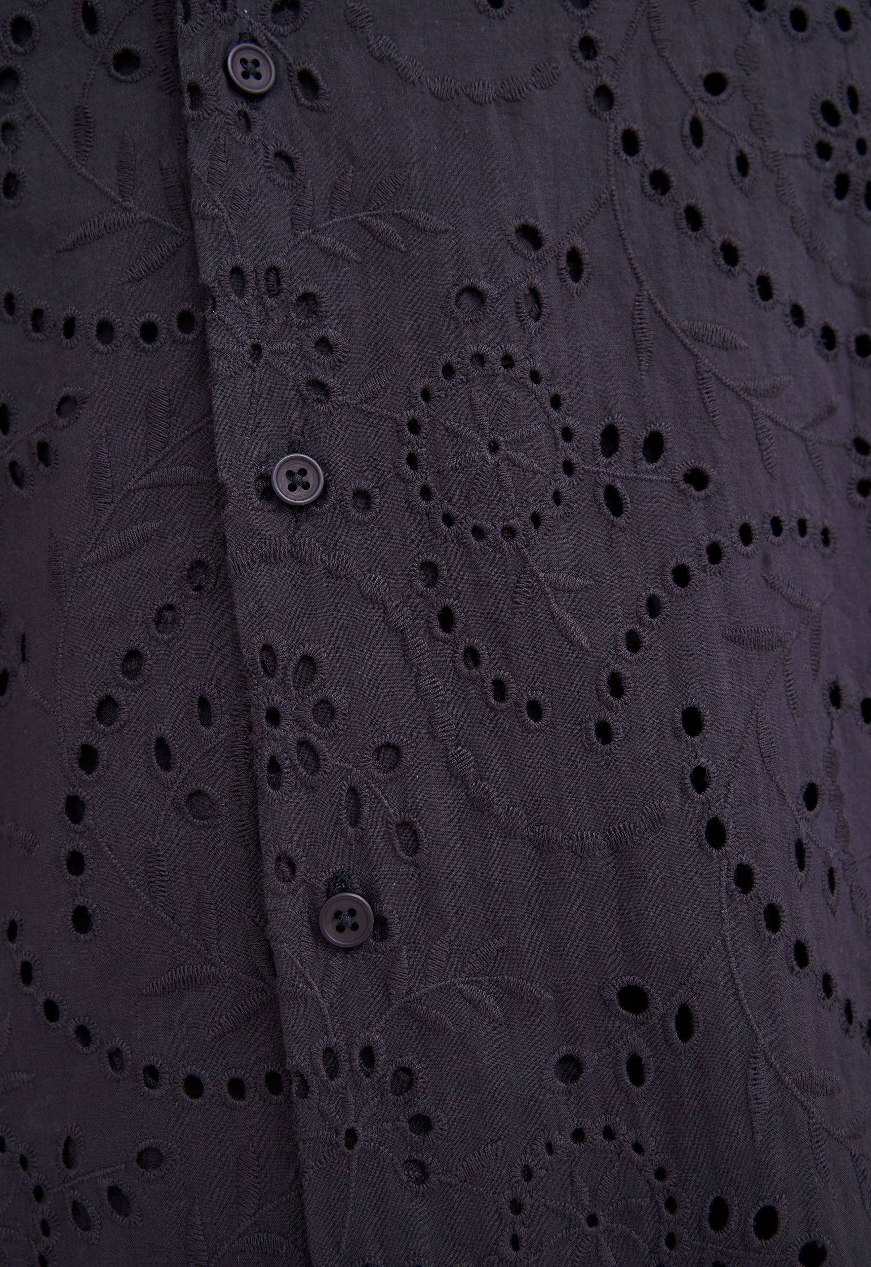 Baro Cotton Embroidered Shirt in Black