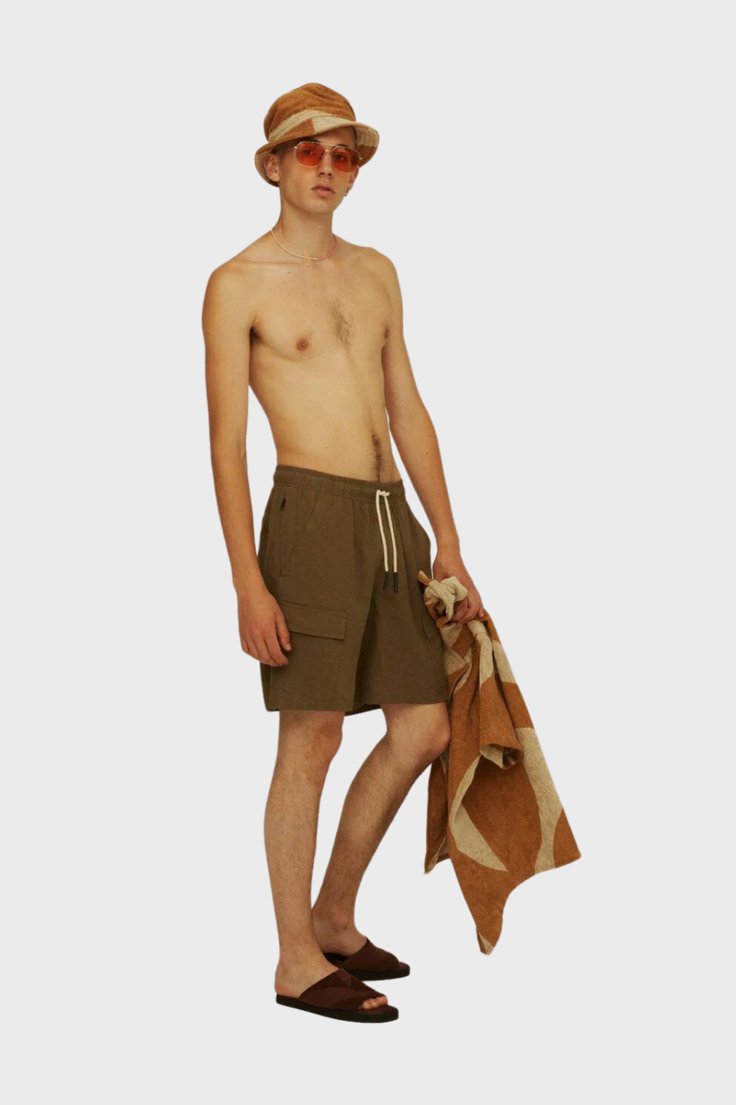 Cargo Linen Shorts in Army