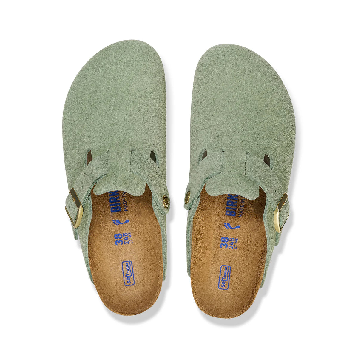 Boston Suede Leather in Green Tea (Soft Footbed)