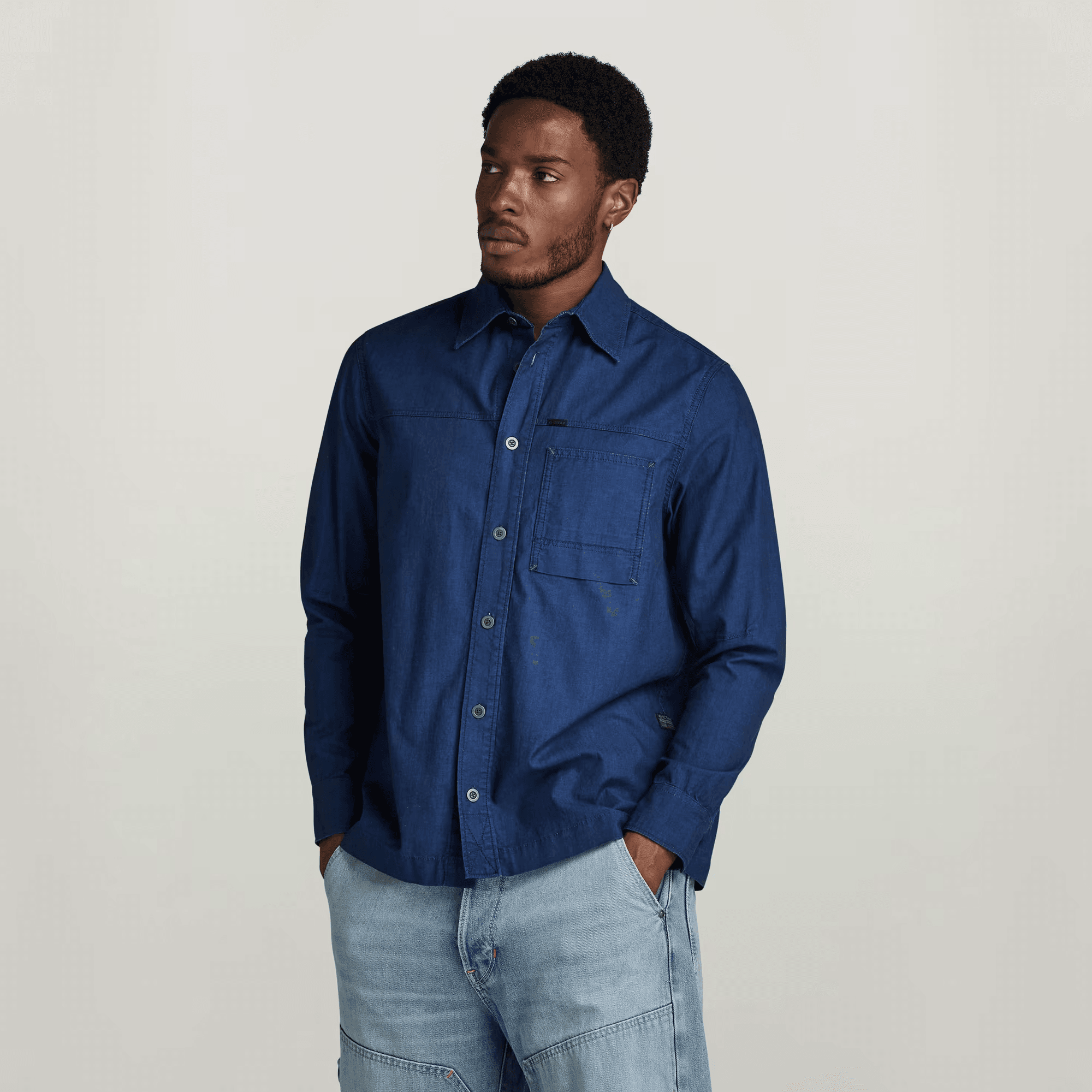 1-Pocket Regular Denim Shirt in Rinsed