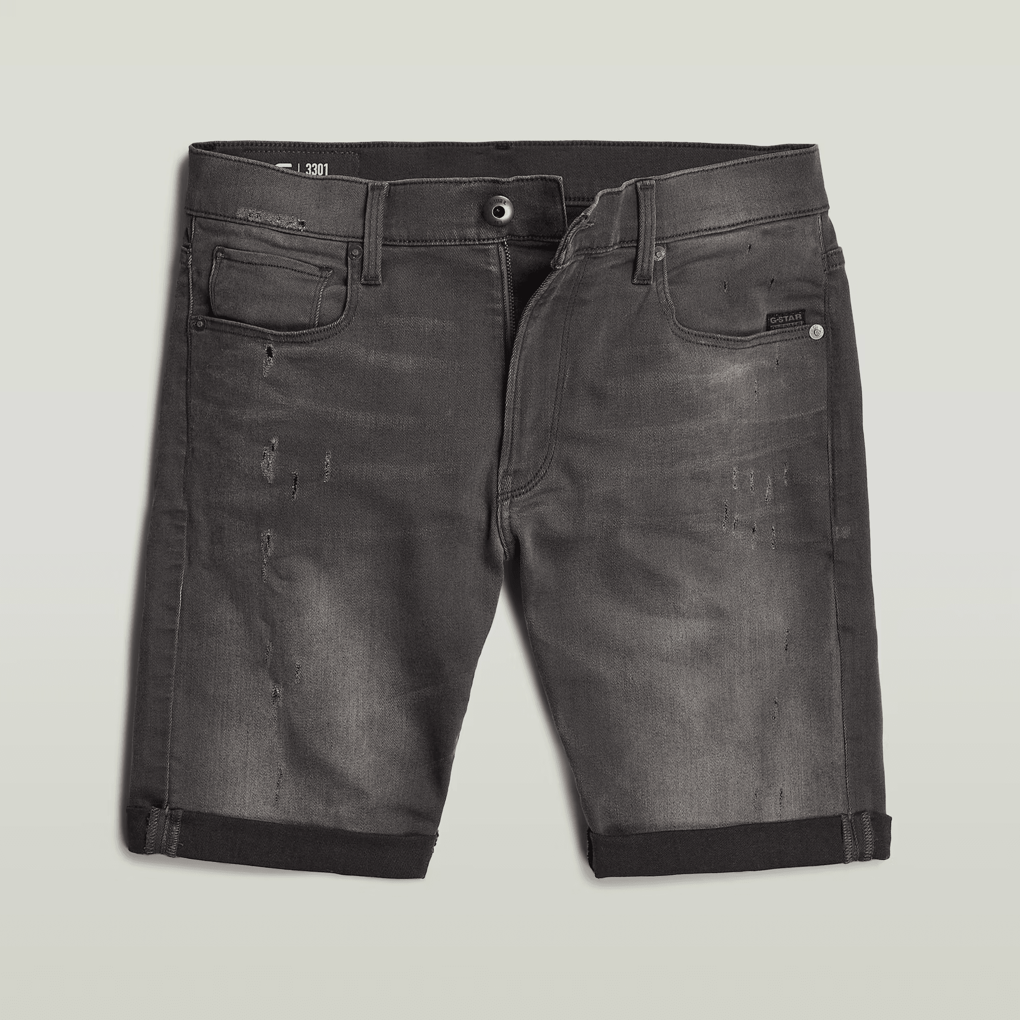 3301 Slim Denim Shorts in Light Aged Destroy