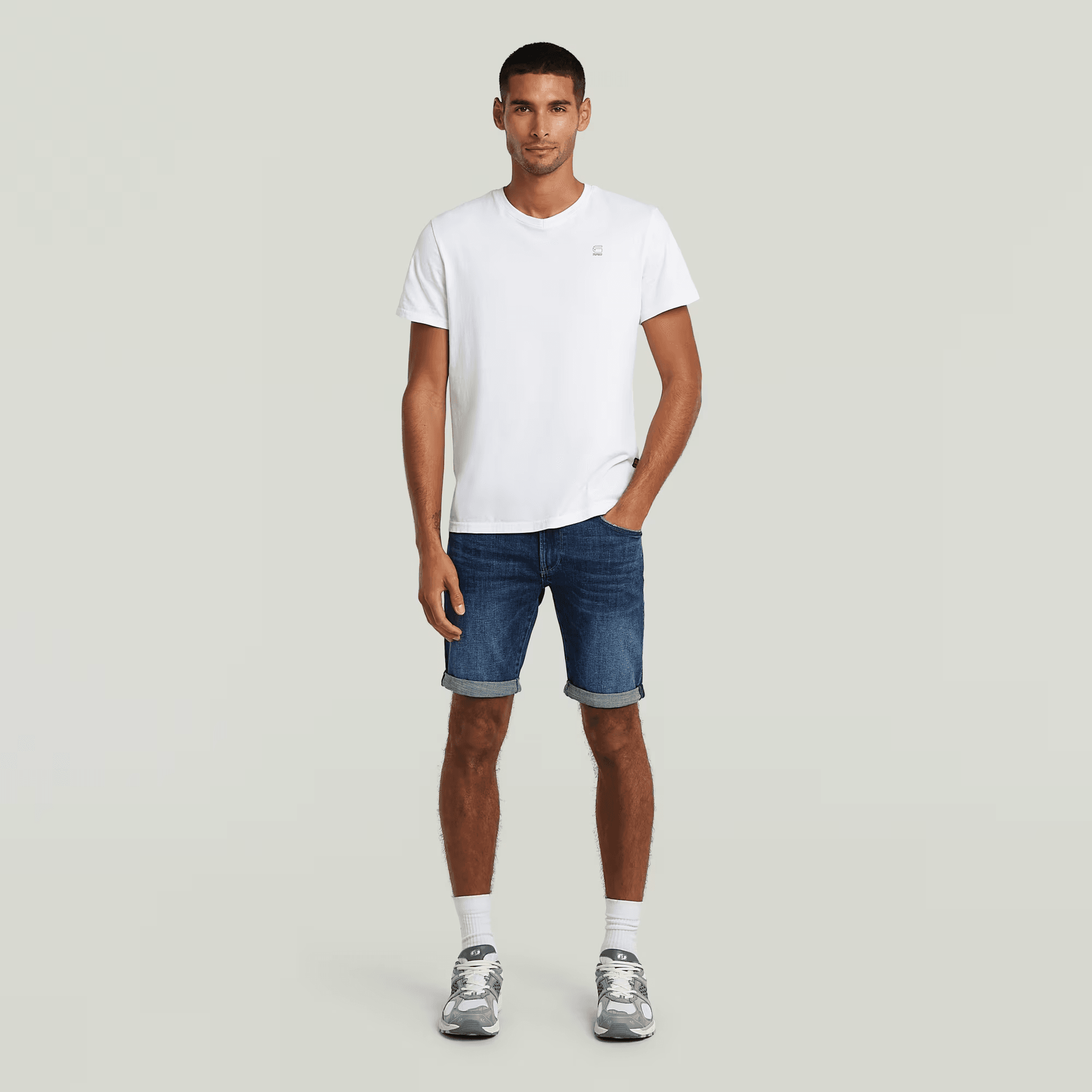 3301 Slim Shorts in Worn in Blue Galena - Milu James St