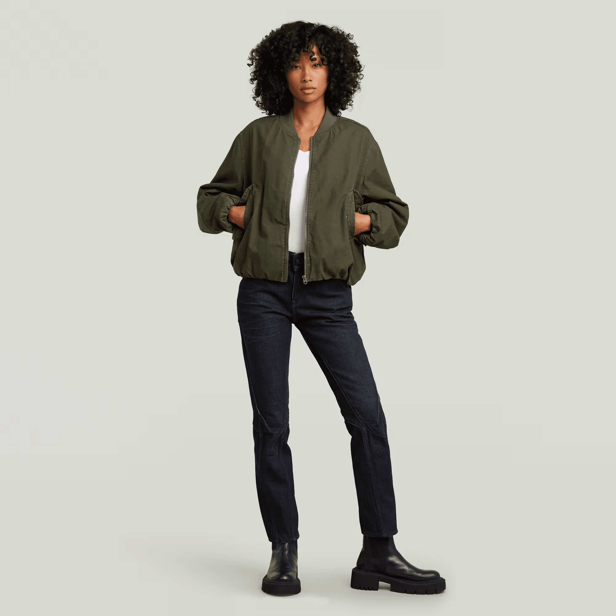 Bomber Padded Jacket in Shadow Olive - Milu James St