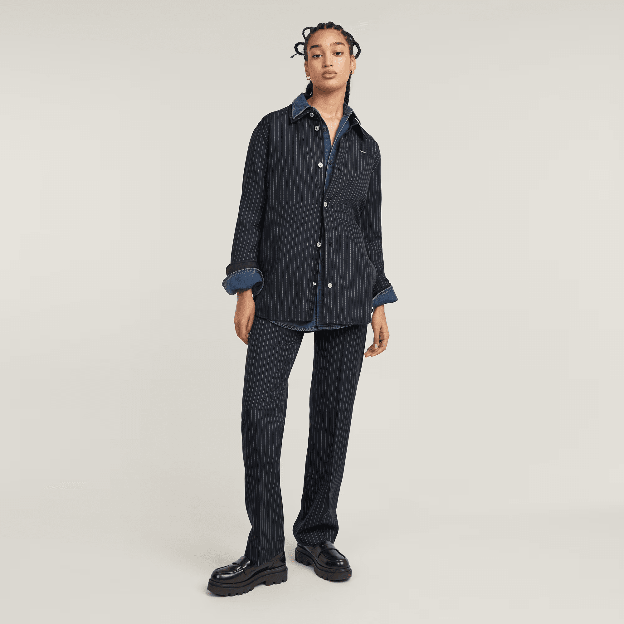 Boyfriend Overshirt in Osaka Blue Pinstripe