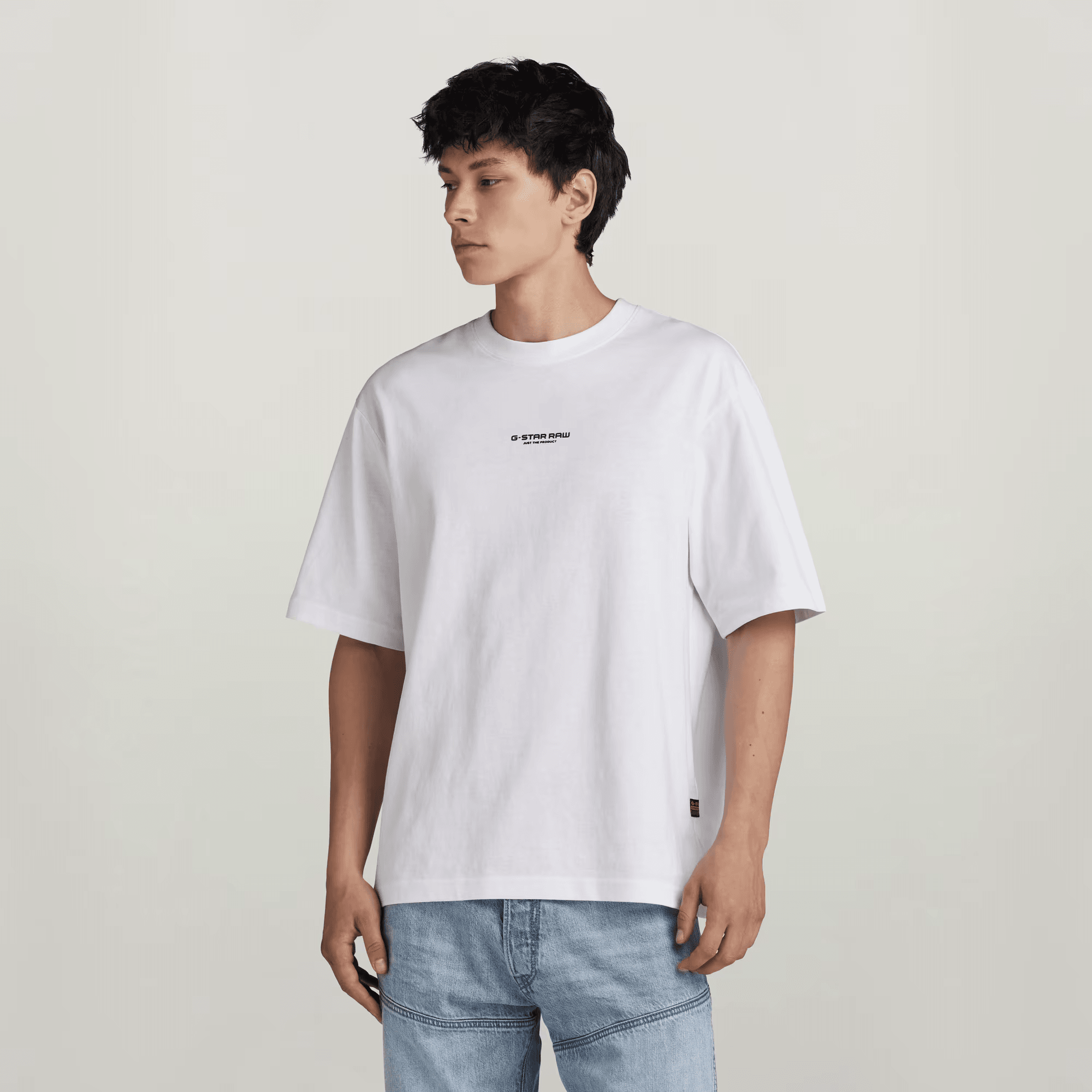 Overdyed Center Chest Boxy T-Shirt in White