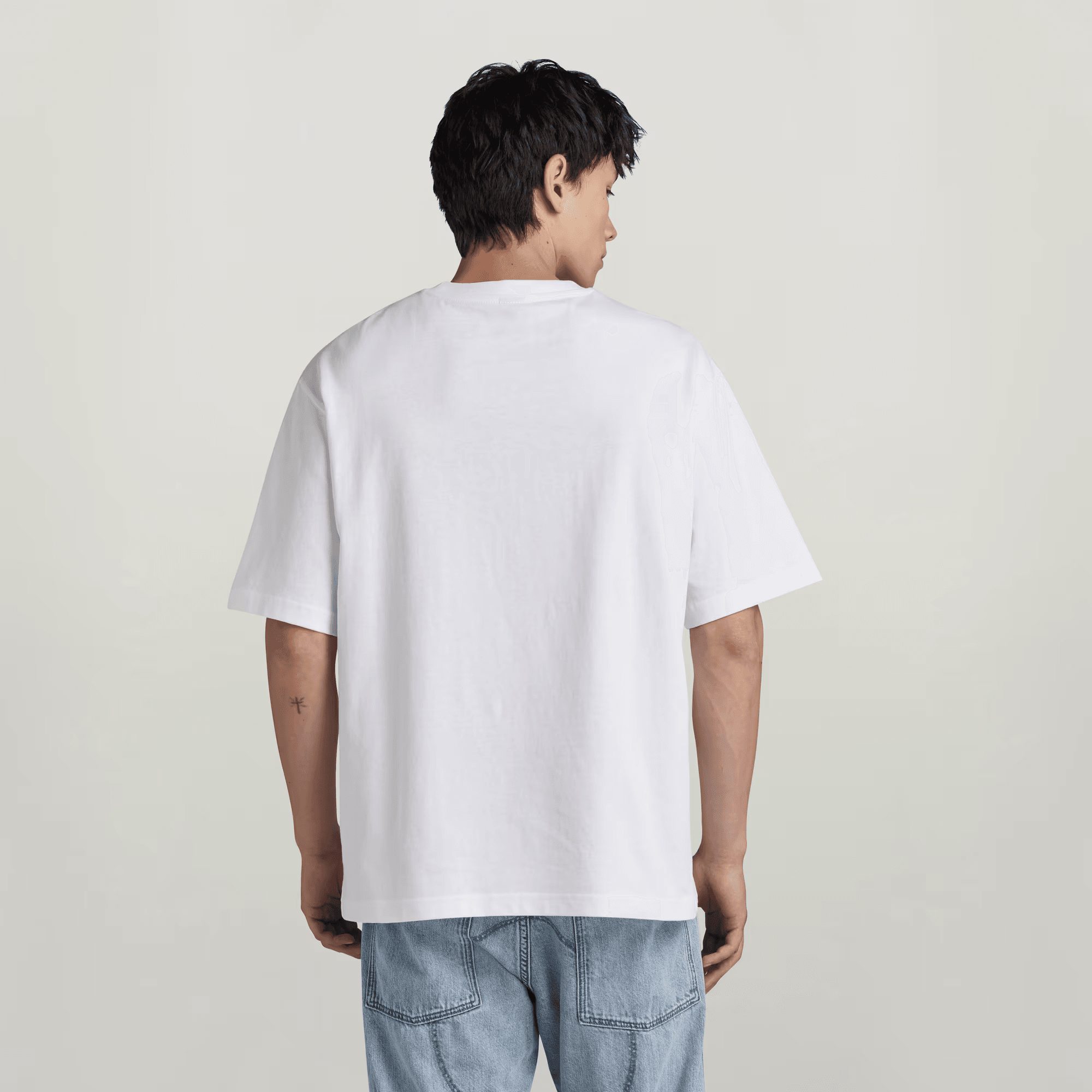 Overdyed Center Chest Boxy T-Shirt in White