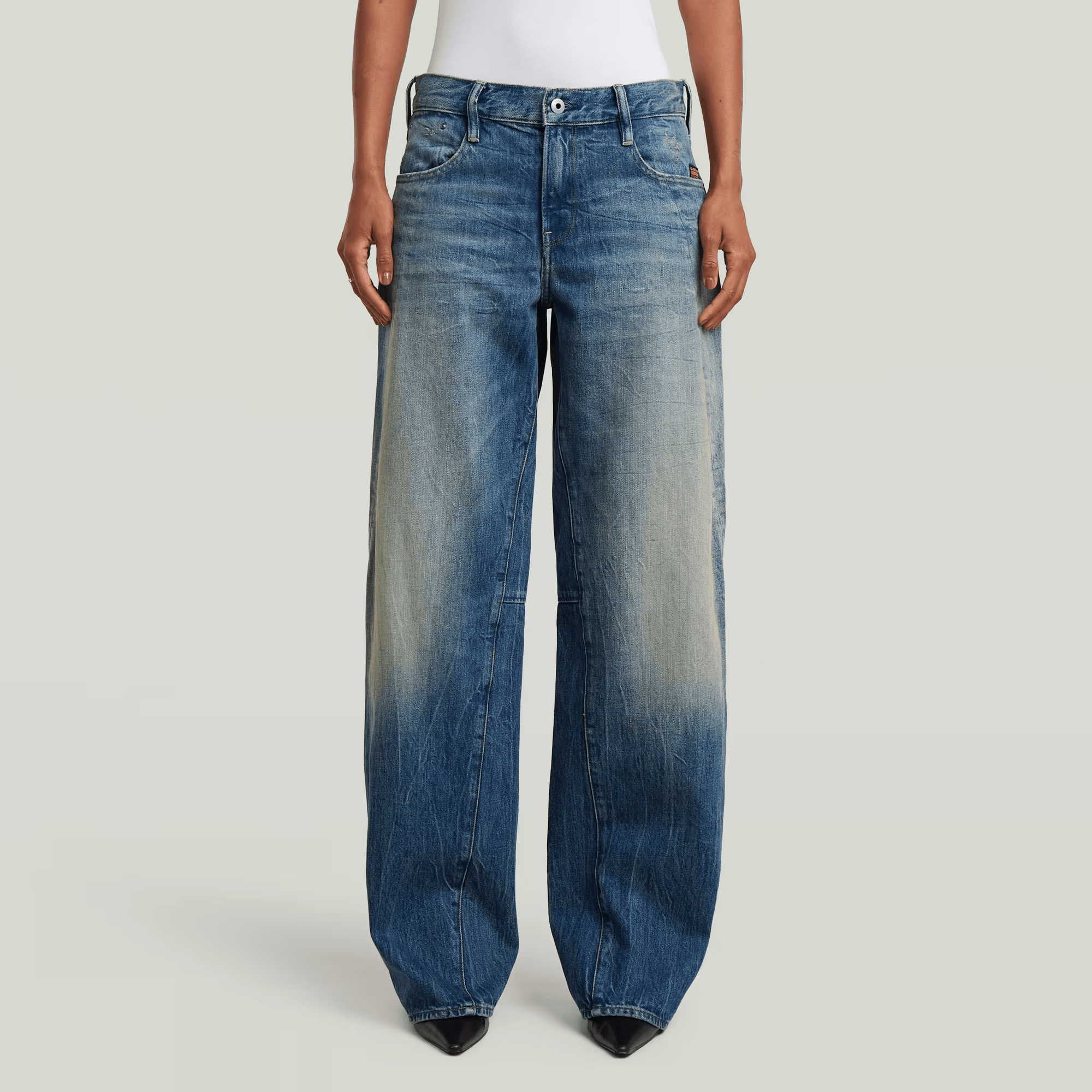 Contor Barrel Loose Jeans in Antique Faded Marble Zircon - Milu James St