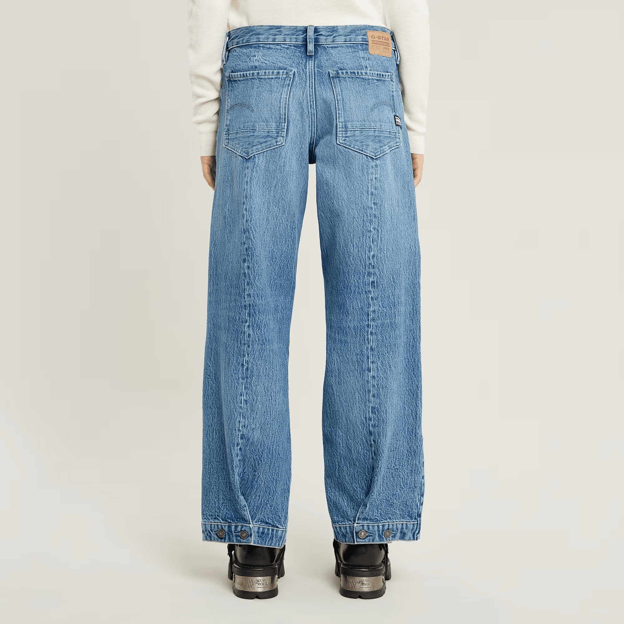 Judee Biker Low Waist Loose Jeans in Sun Faded Blue Donau