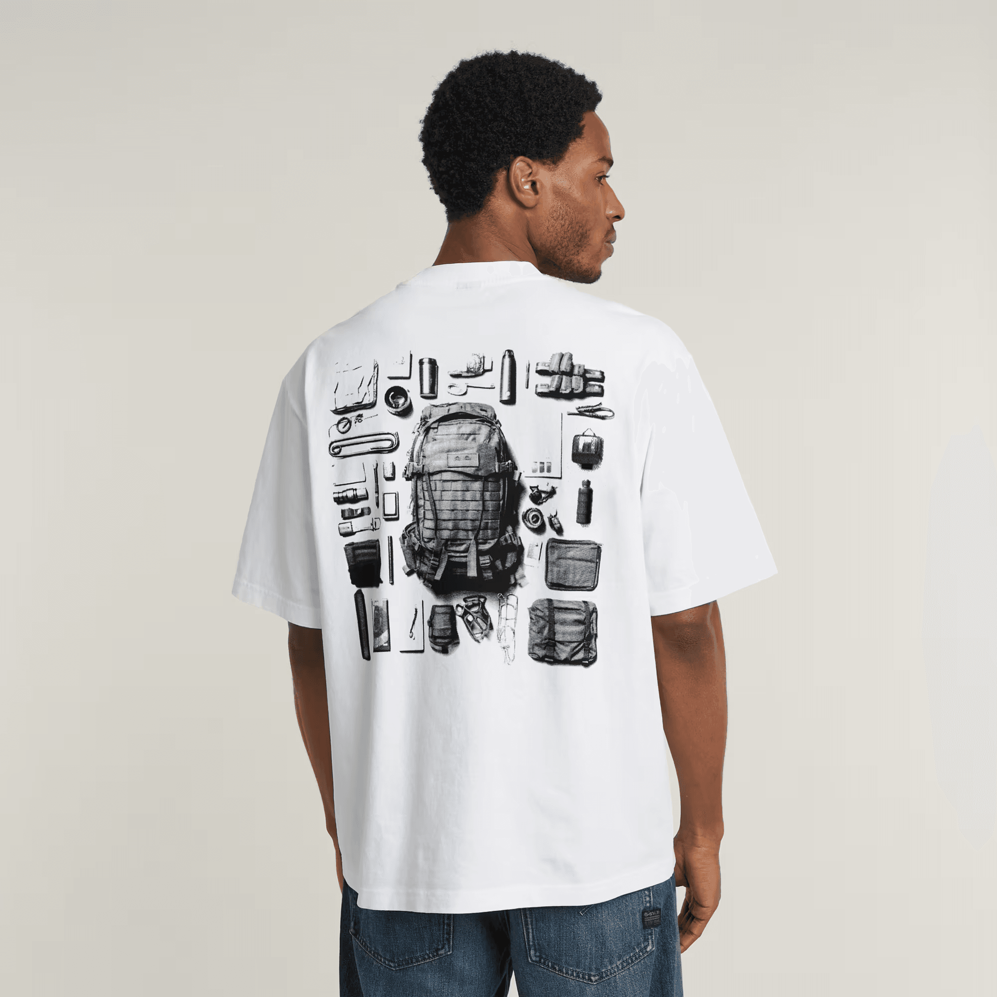 Knolling Back Graphic Boxy T-Shirt in White