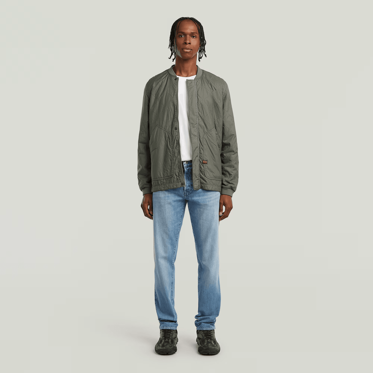 Light Padded Quilted Jacket in Grey