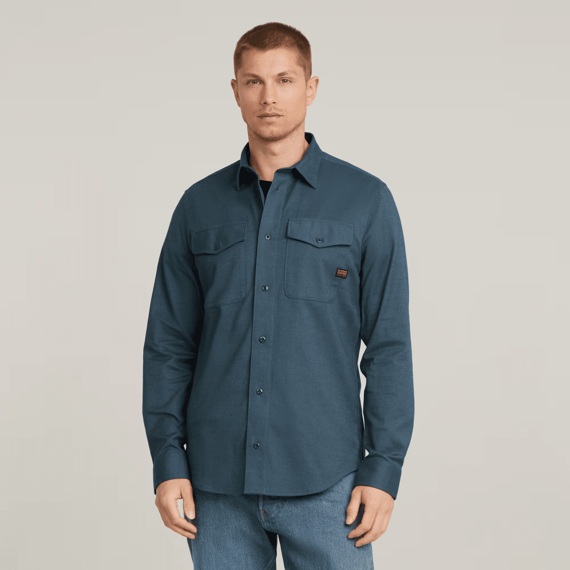 Marine Slim Shirt in Dark Sea Blue Micro Bt