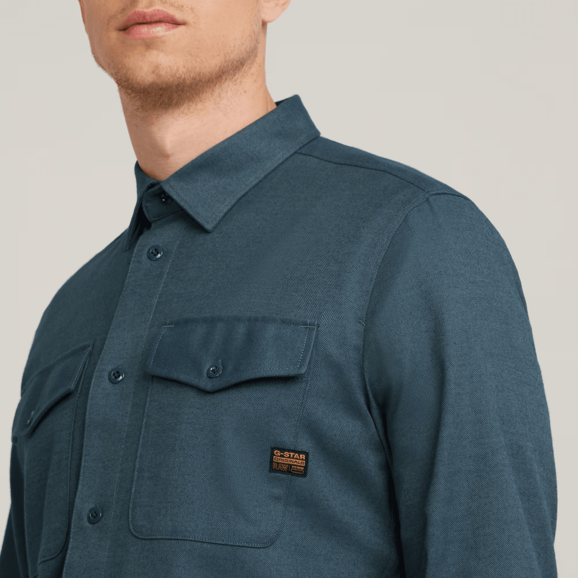 Marine Slim Shirt in Dark Sea Blue Micro Bt