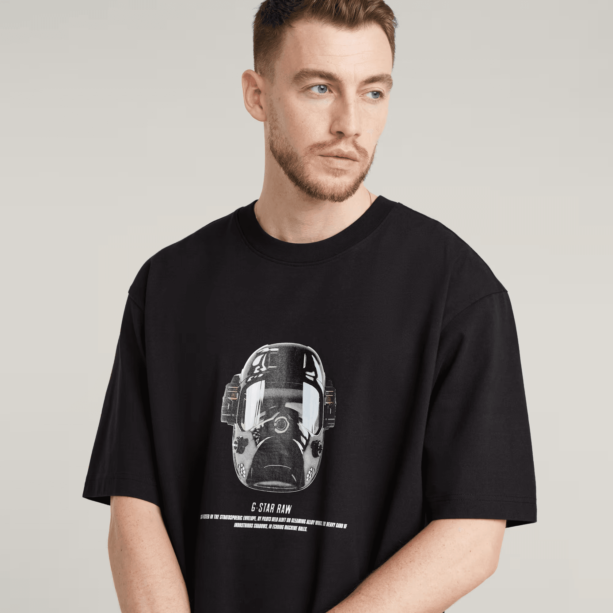 Mask Graphic Boxy T-Shirt in Dark Black