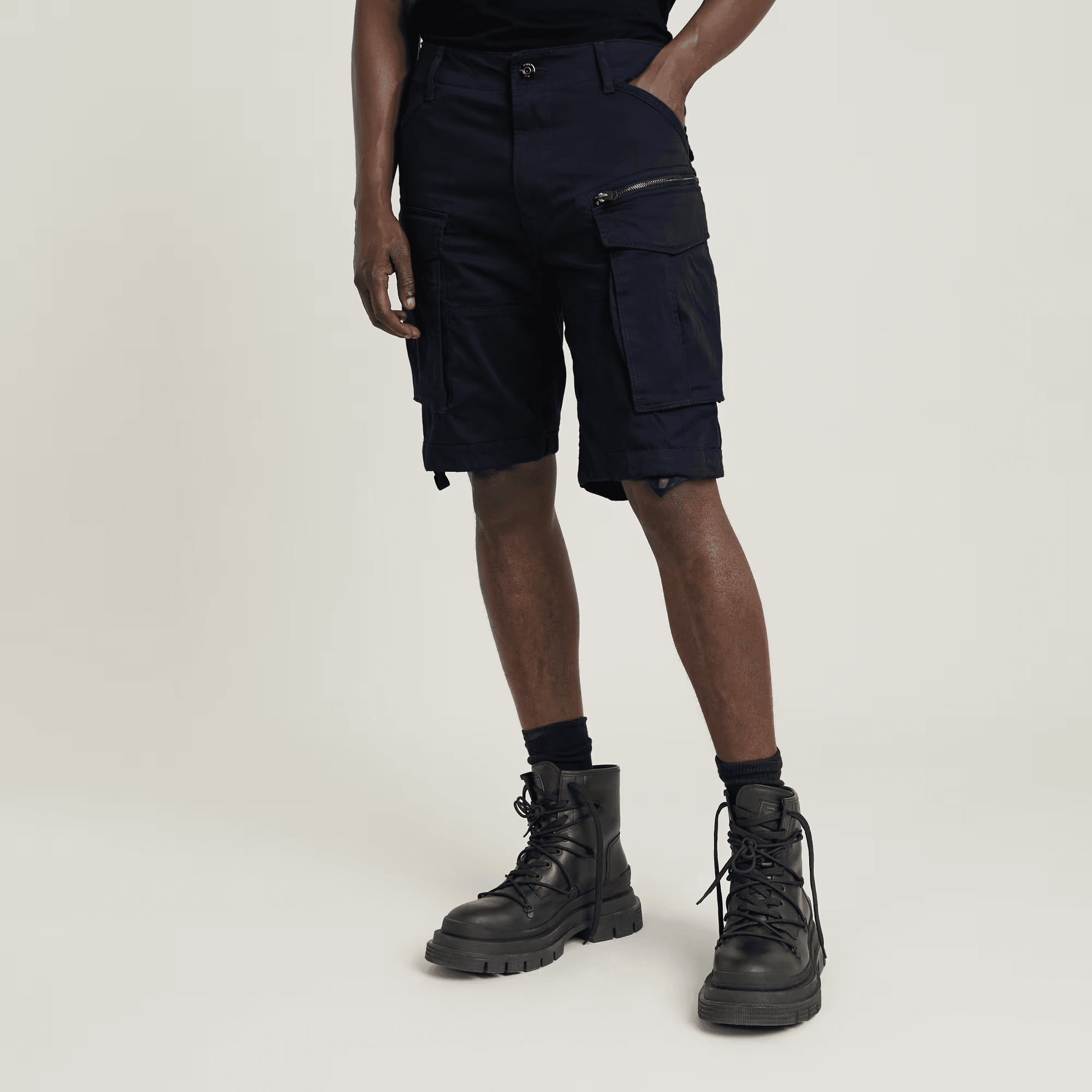 Rovic Zip Relaxed Shorts in Salute