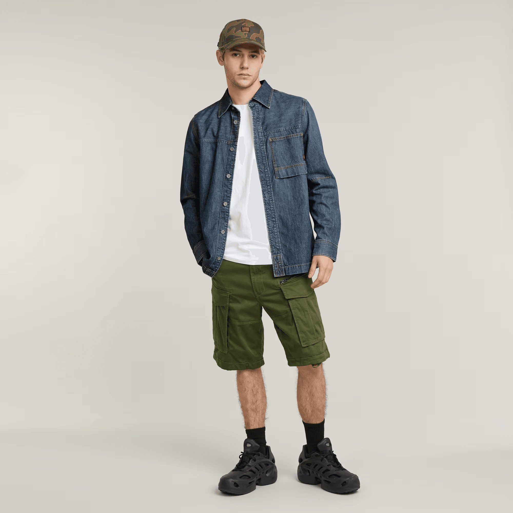 Rovic Zip Relaxed Shorts in Sage