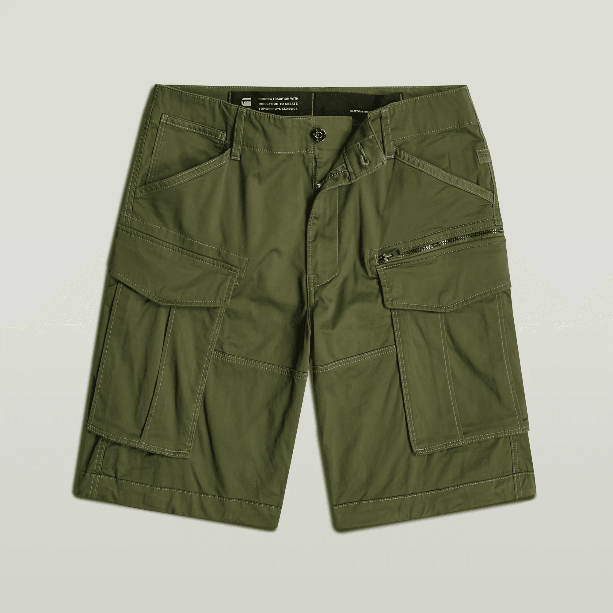 Rovic Zip Relaxed Shorts in Sage