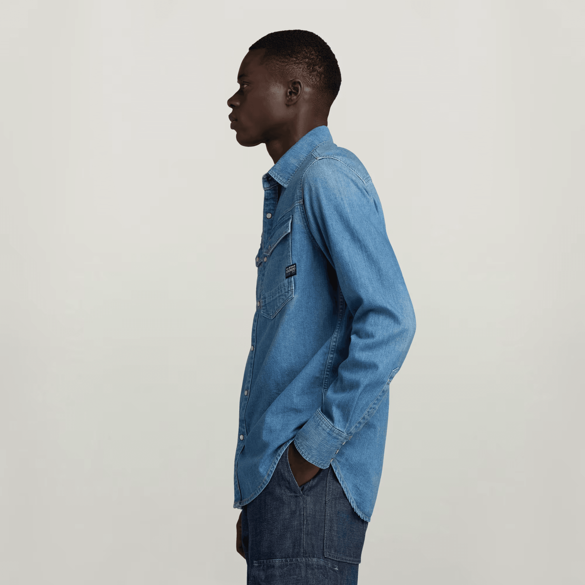 Slim Denim Shirt in Faded Cricket Blue