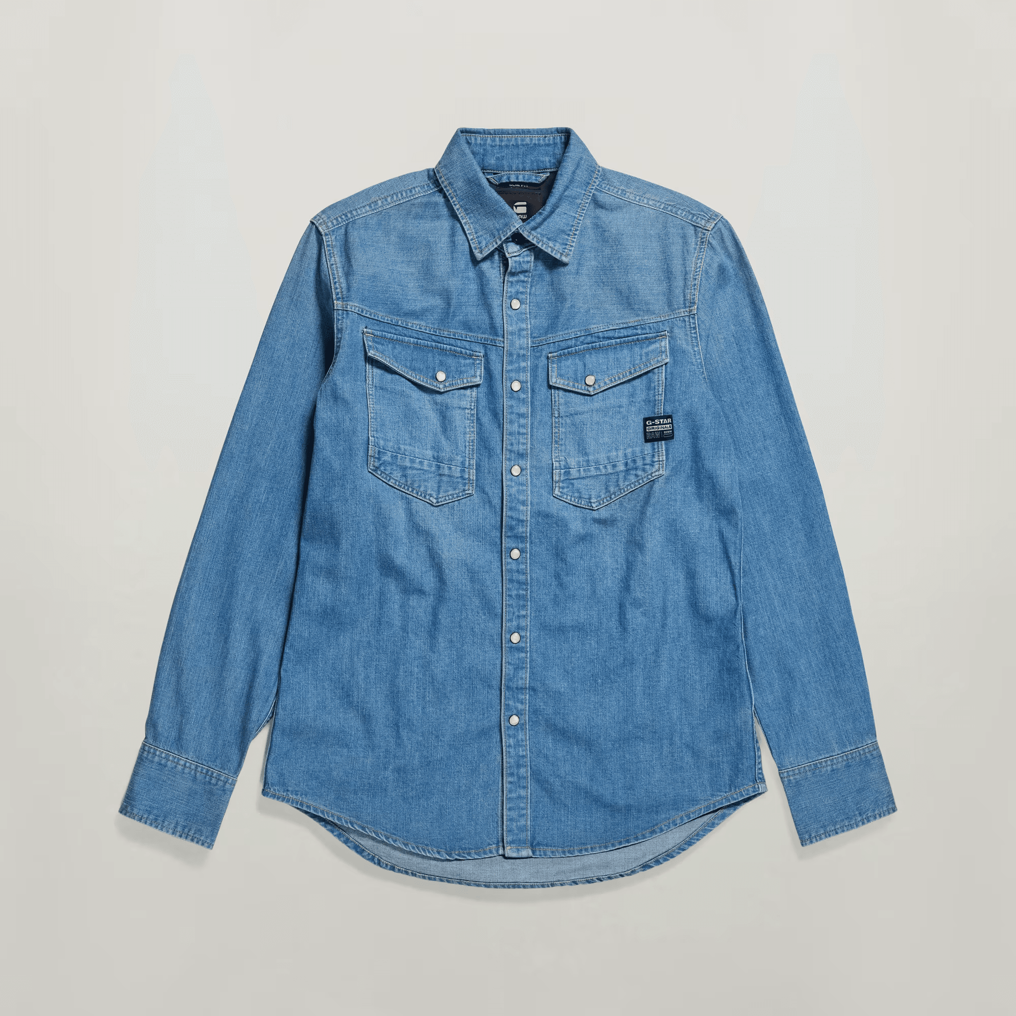 Slim Denim Shirt in Faded Cricket Blue