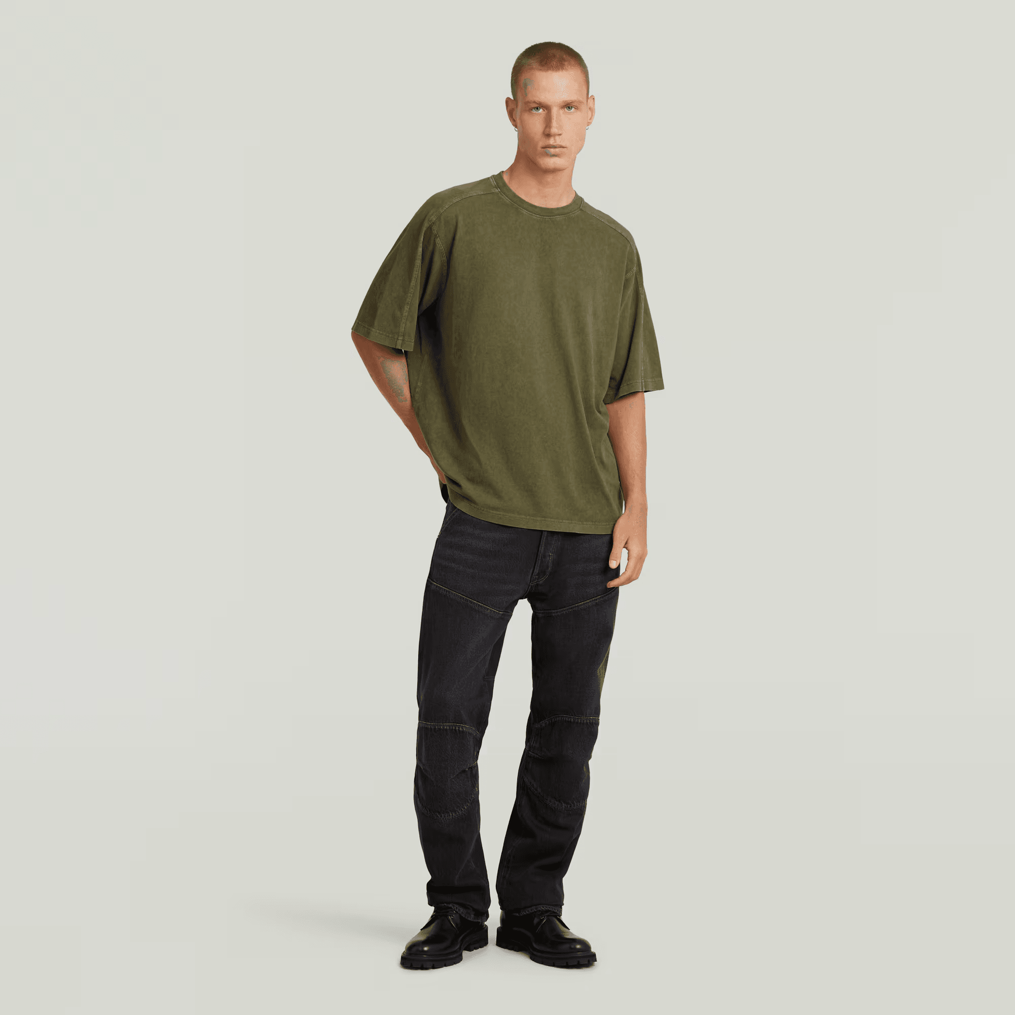 Washed Boxy T-Shirt in Combat Smokey