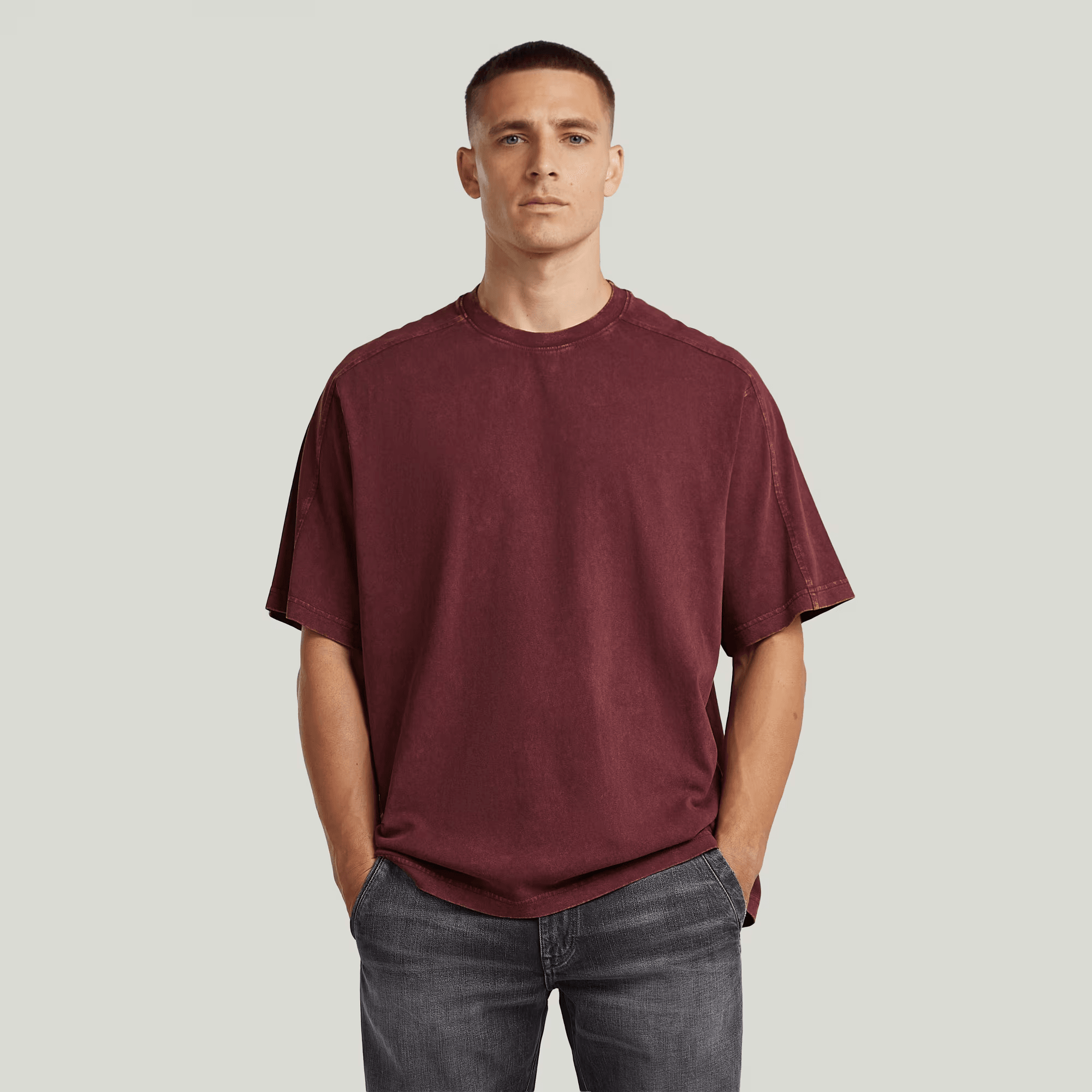 Washed Boxy T-Shirt in Port Red Smokey - Milu James St