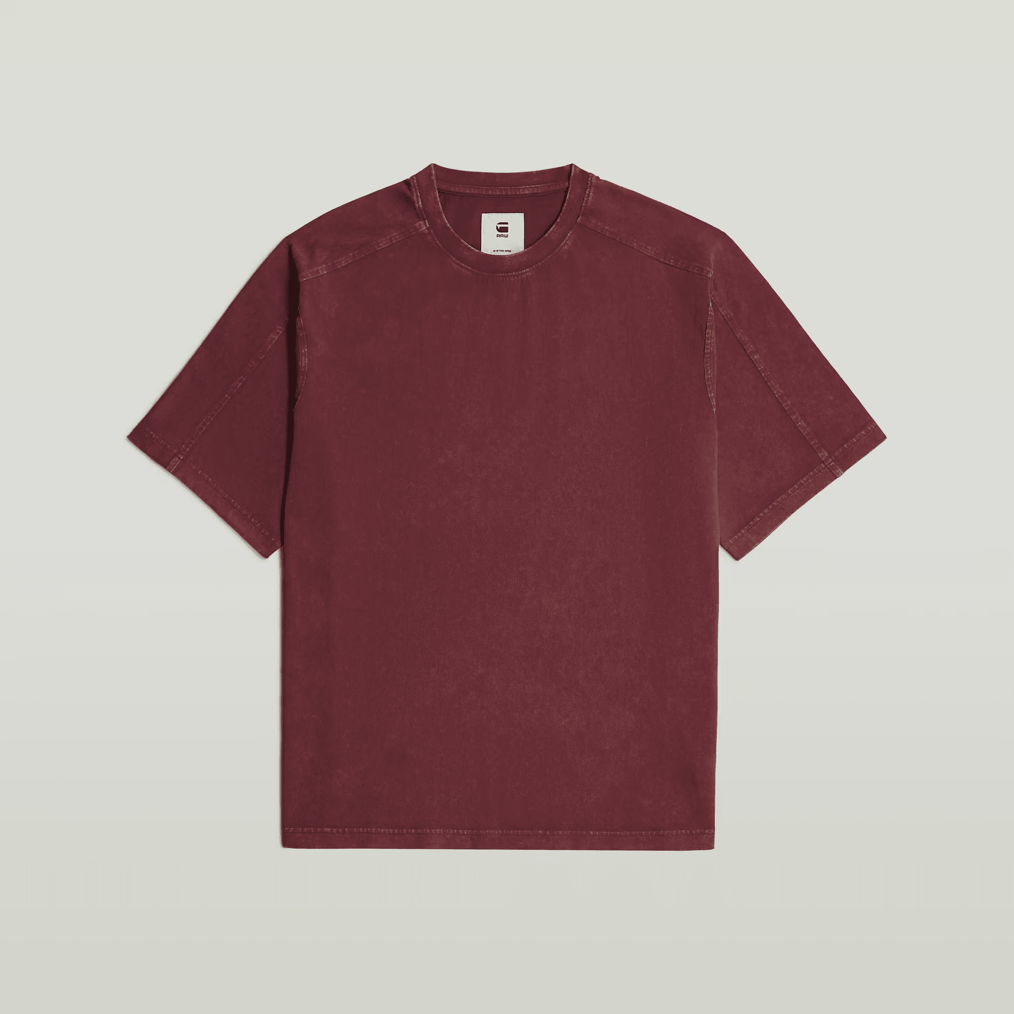 Washed Boxy T-Shirt in Port Red Smokey
