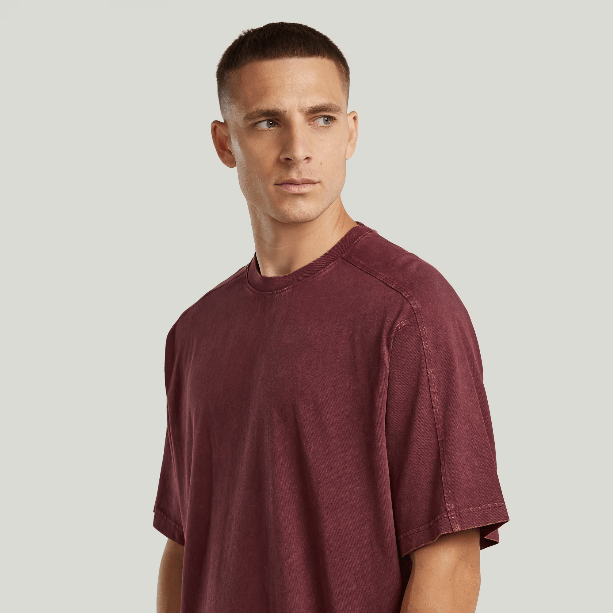 Washed Boxy T-Shirt in Port Red Smokey - Milu James St