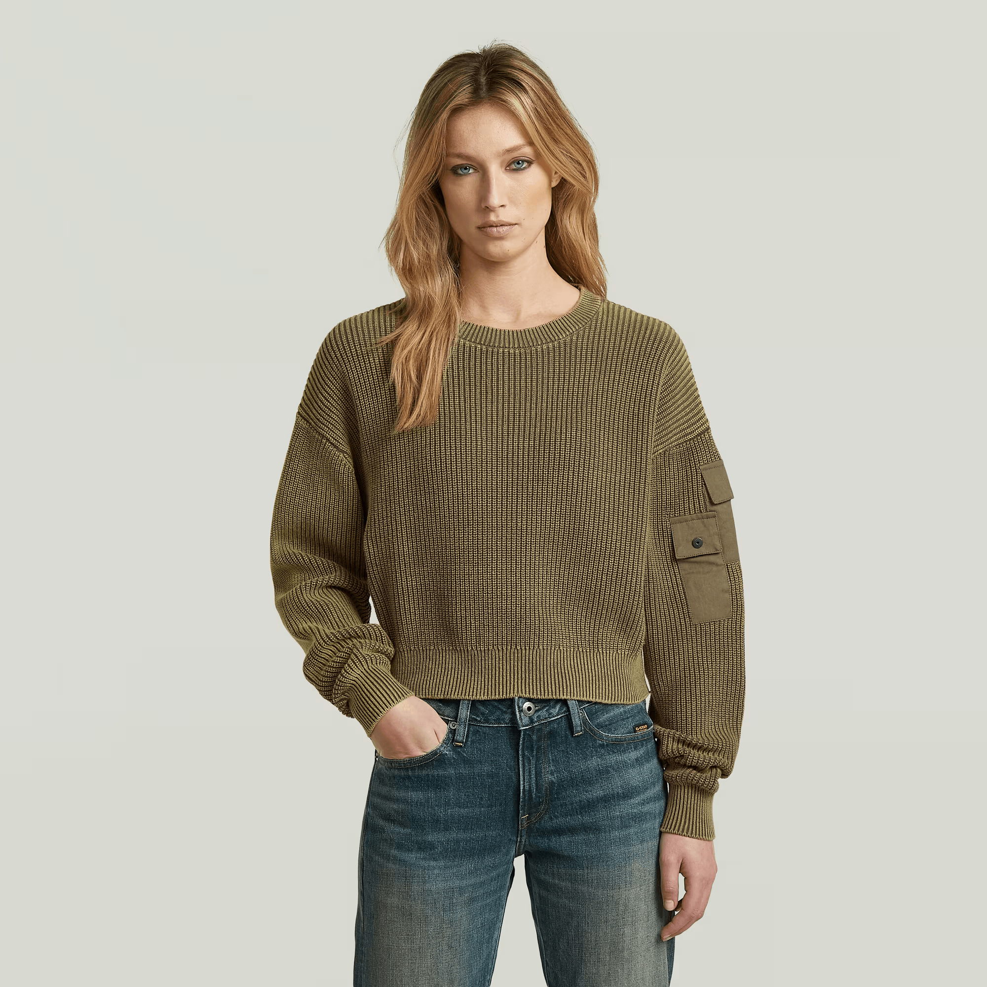Washed Pocket Loose Knit in Turf - Milu James St